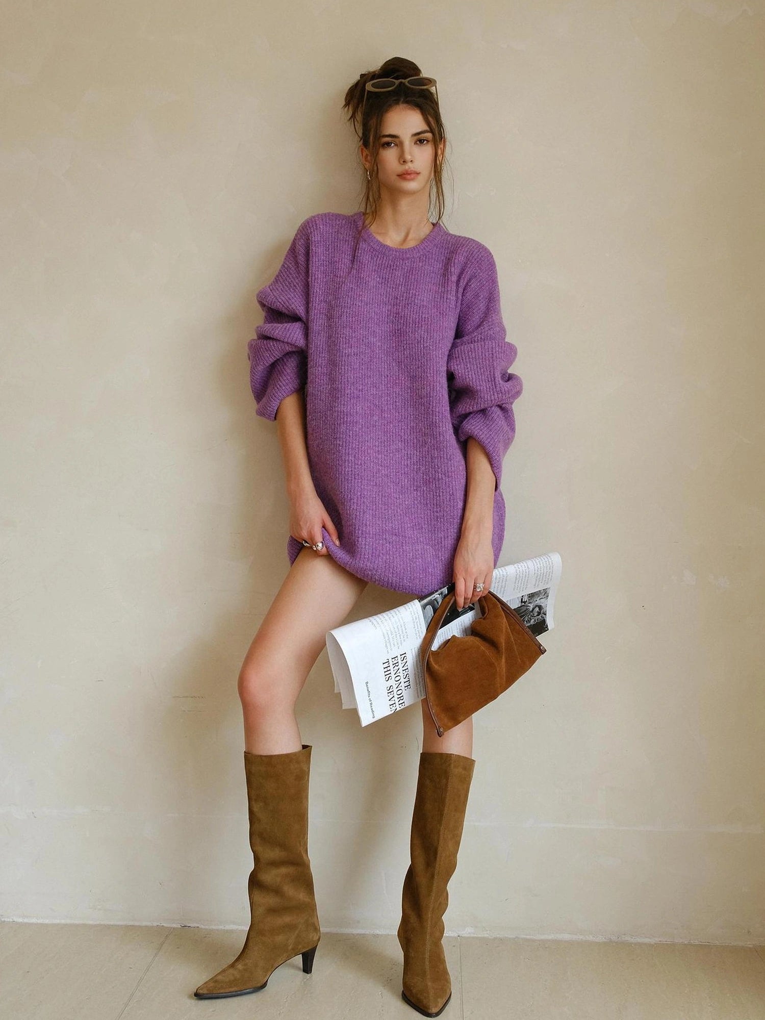 FU FRESH UP Oversized Alpaca Wool Cable Knit Sweater