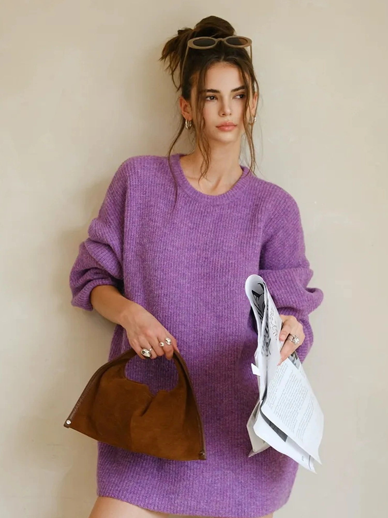 FU FRESH UP Oversized Alpaca Wool Cable Knit Sweater