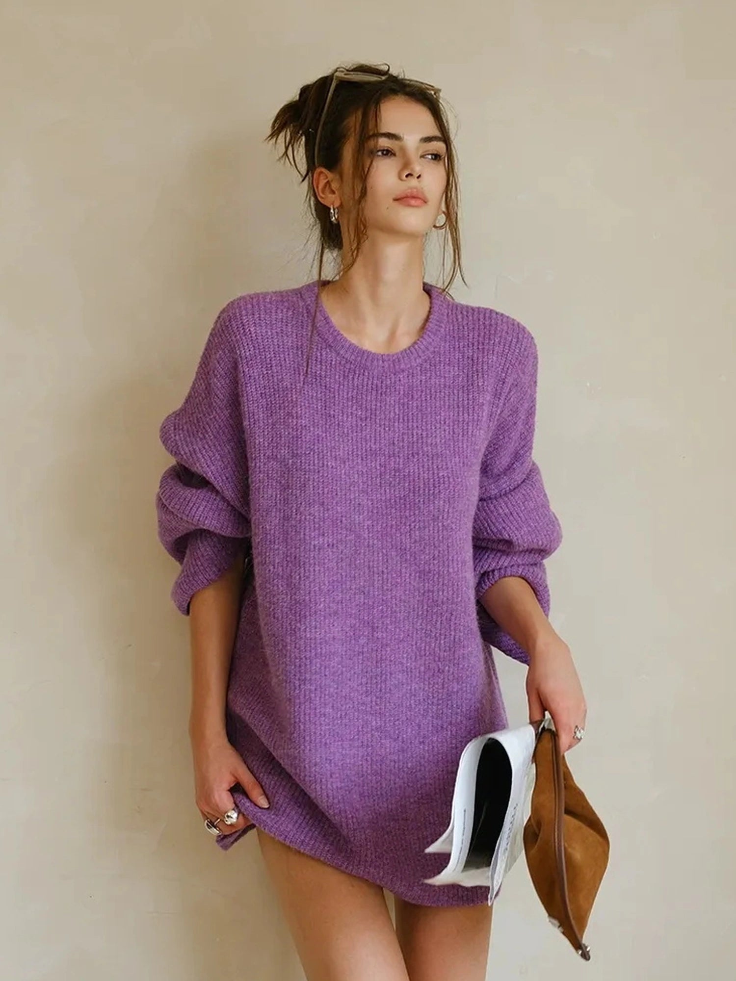 FU FRESH UP Oversized Alpaca Wool Cable Knit Sweater