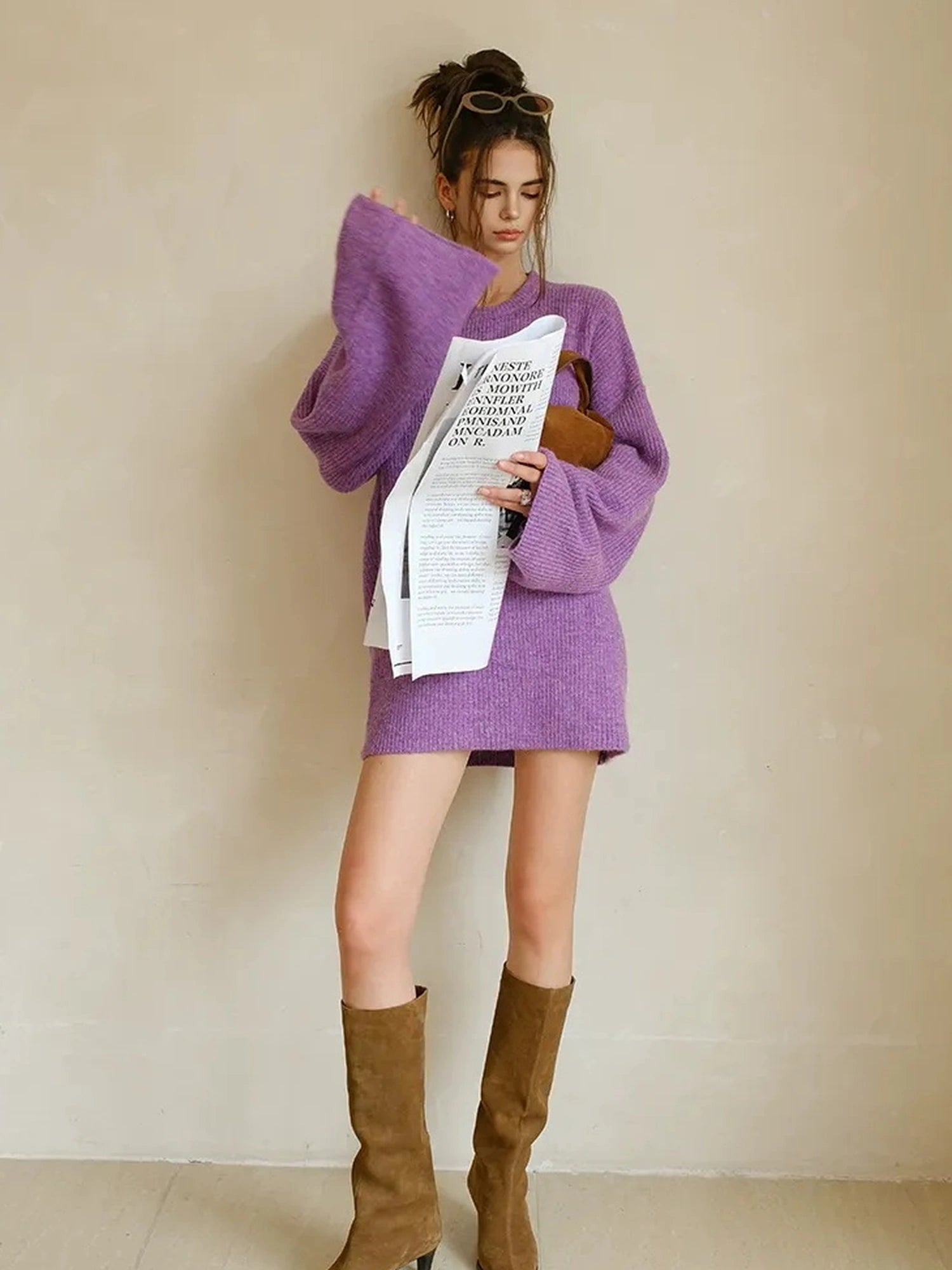 FU FRESH UP Oversized Alpaca Wool Cable Knit Sweater
