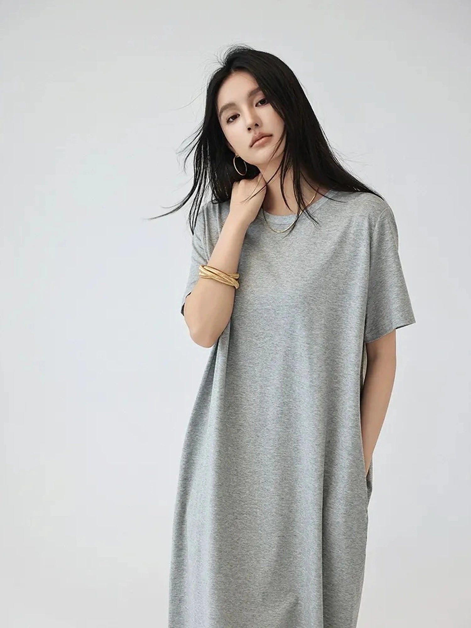 FU FRESH UP Oversized Drop Shoulder T-shirt Dress