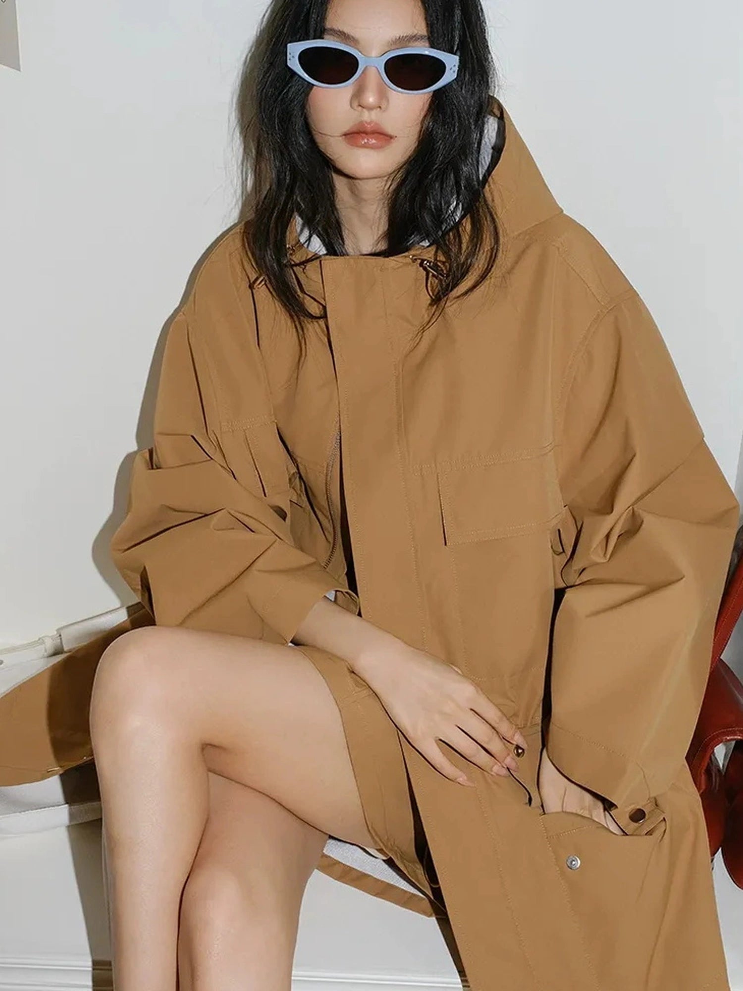 FU FRESH UP Oversized Hooded Utility Jacket Skirt Set