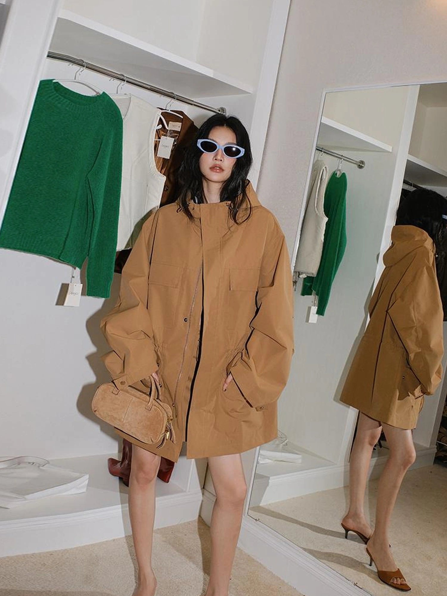 FU FRESH UP Oversized Hooded Utility Jacket Skirt Set