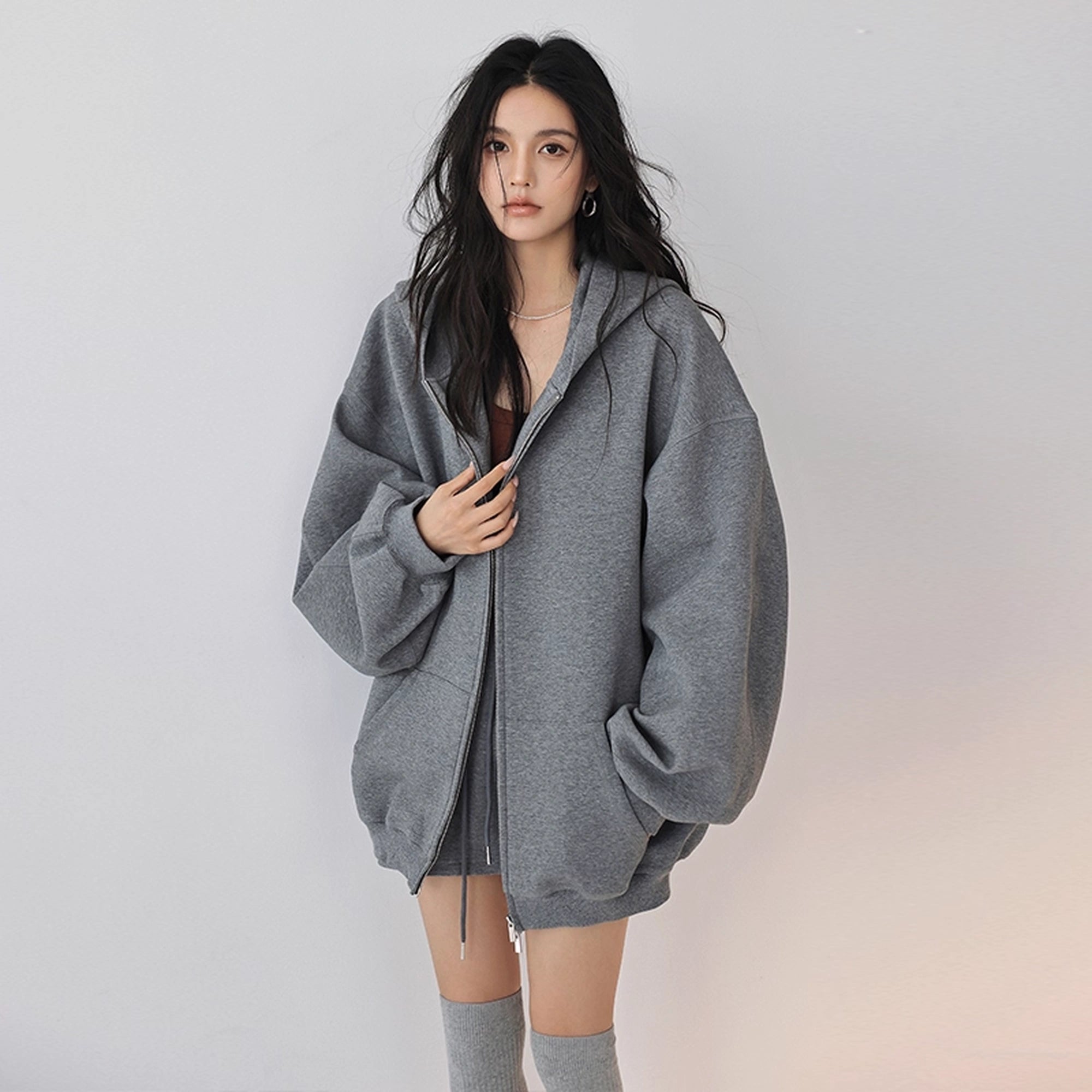 FU_FRESH_UP_Oversized_Jelly_Textured_Hoodie_Set_With_Short_Skirt_MISSTT