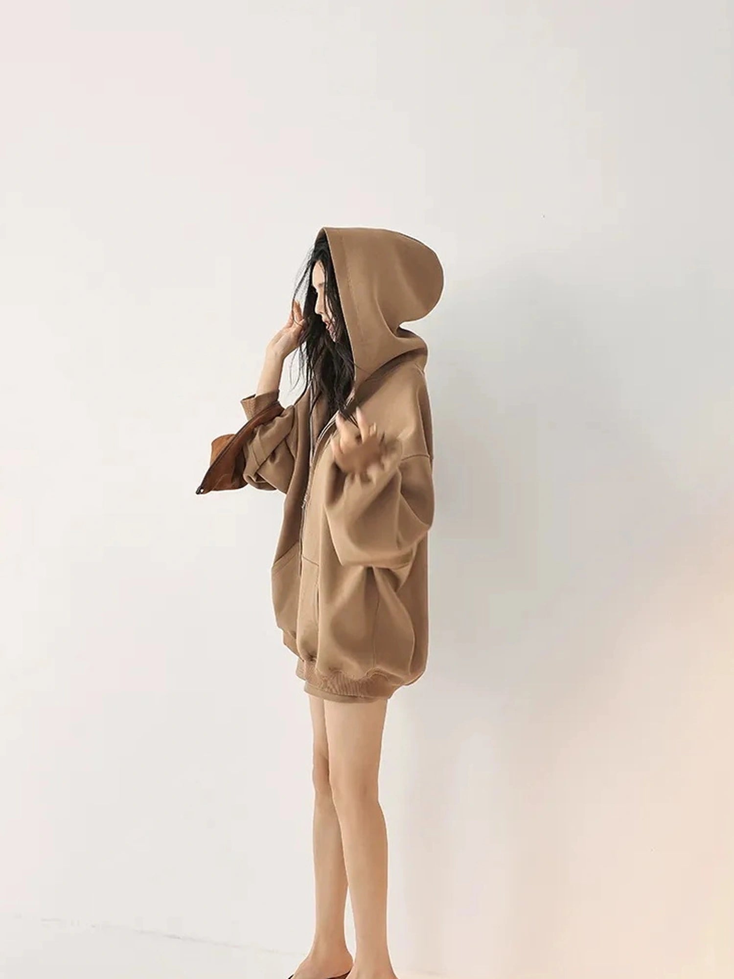 FU FRESH UP Oversized Jelly Textured Hoodie Set With Short Skirt