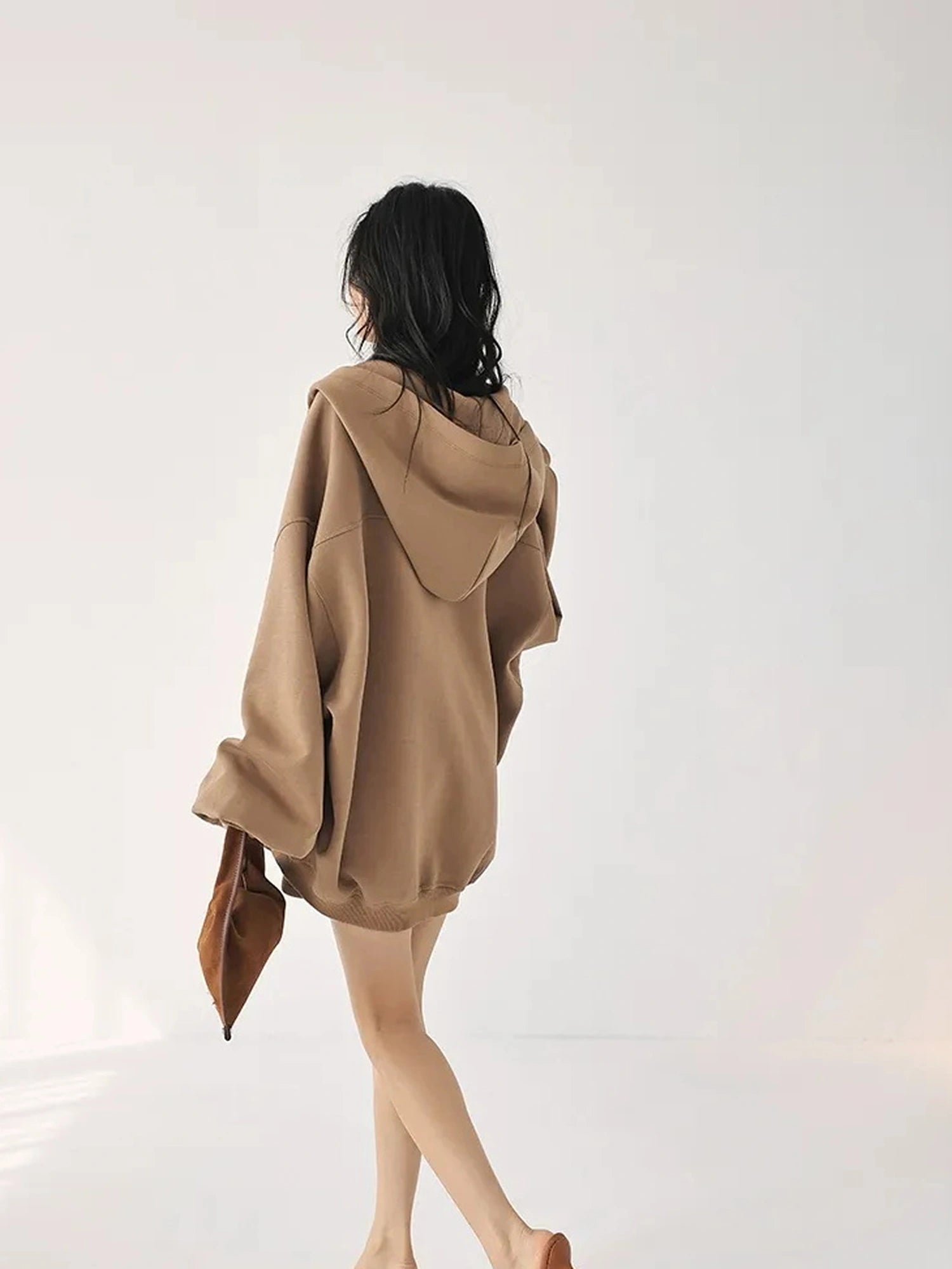 FU FRESH UP Oversized Jelly Textured Hoodie Set With Short Skirt