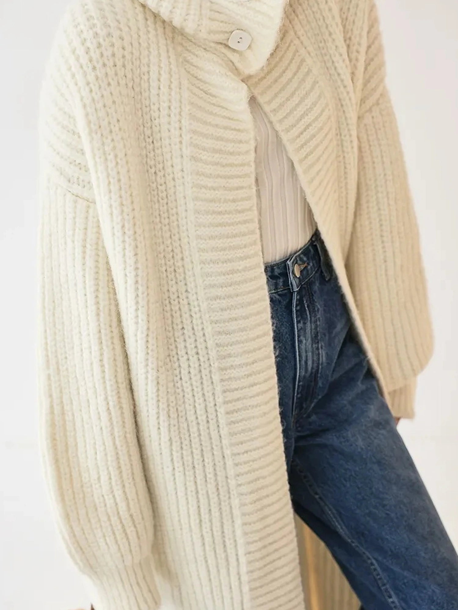 FU FRESH UP Oversized Shawl Collar Wool Cardigan