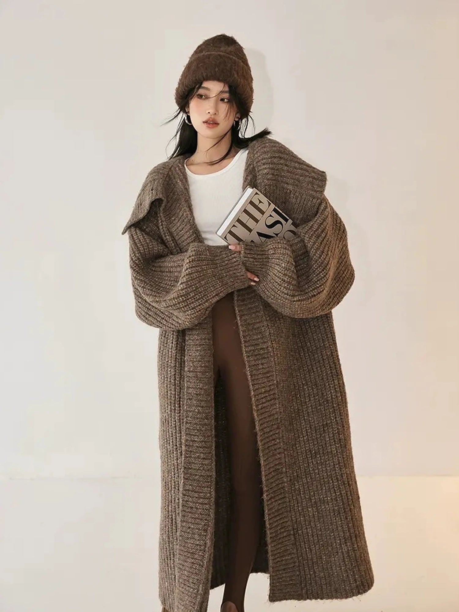 FU FRESH UP Oversized Shawl Collar Wool Cardigan