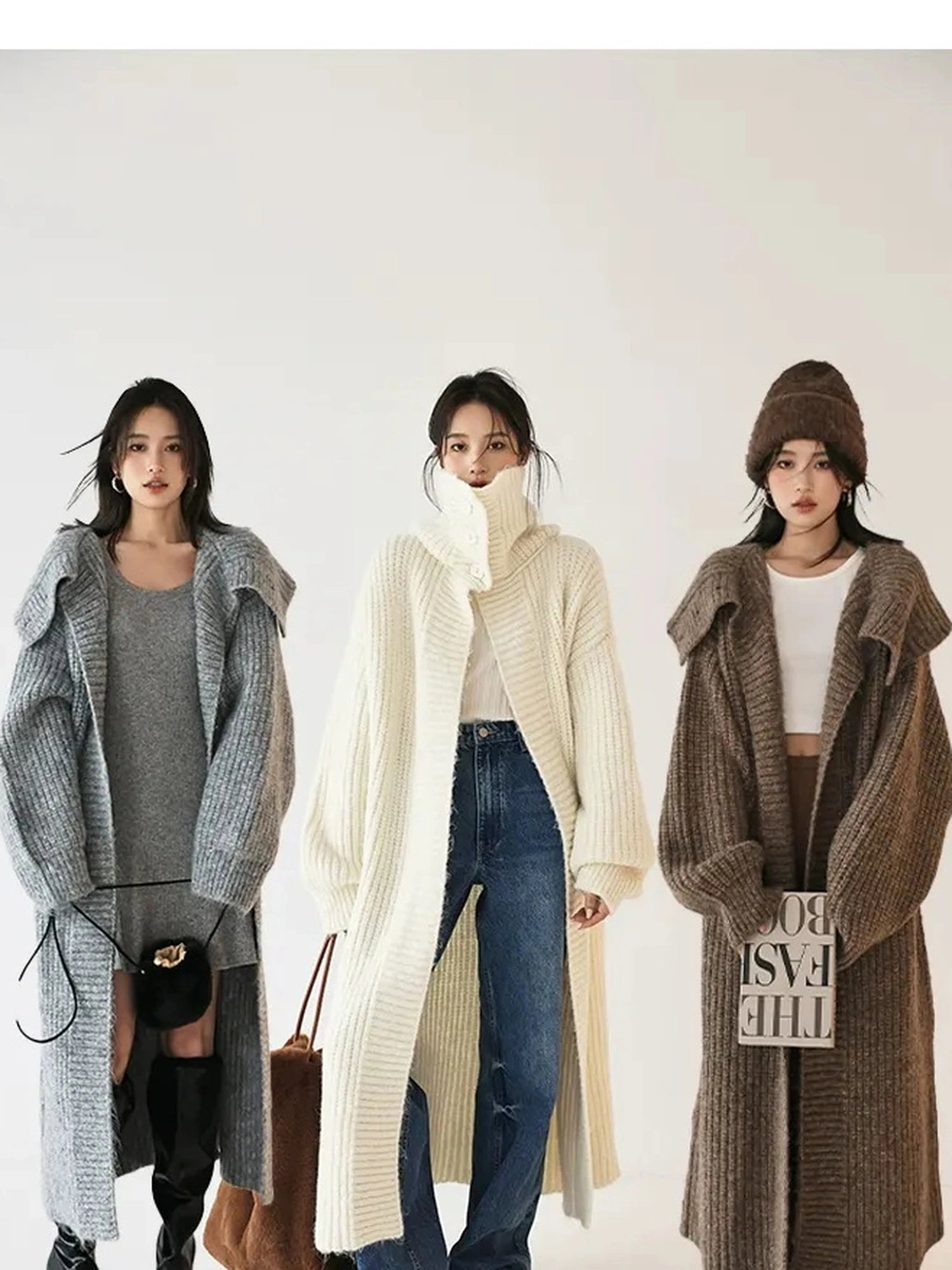FU FRESH UP Oversized Shawl Collar Wool Cardigan