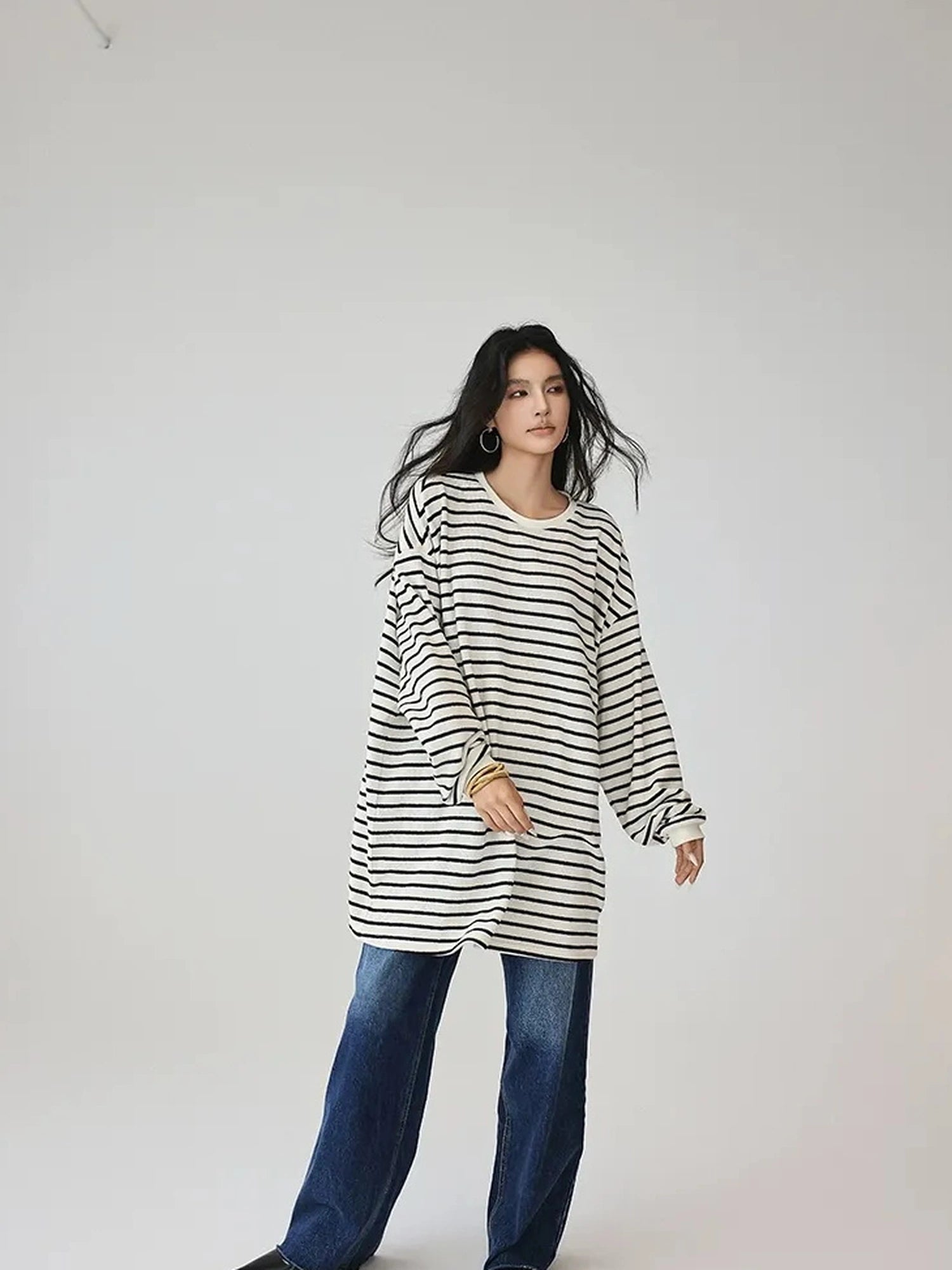FU FRESH UP Oversized Stripe T-shirt Dress