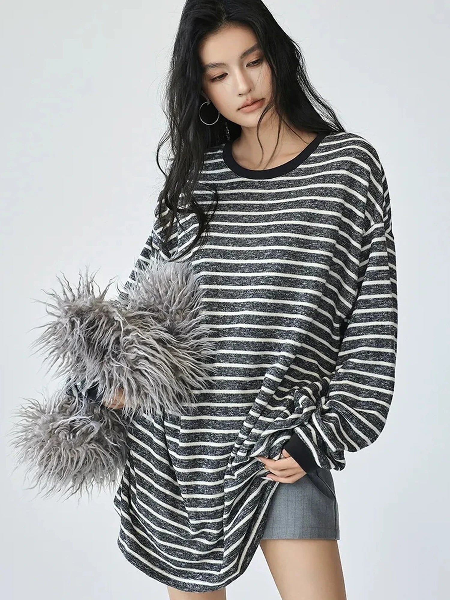 FU FRESH UP Oversized Stripe T-shirt Dress