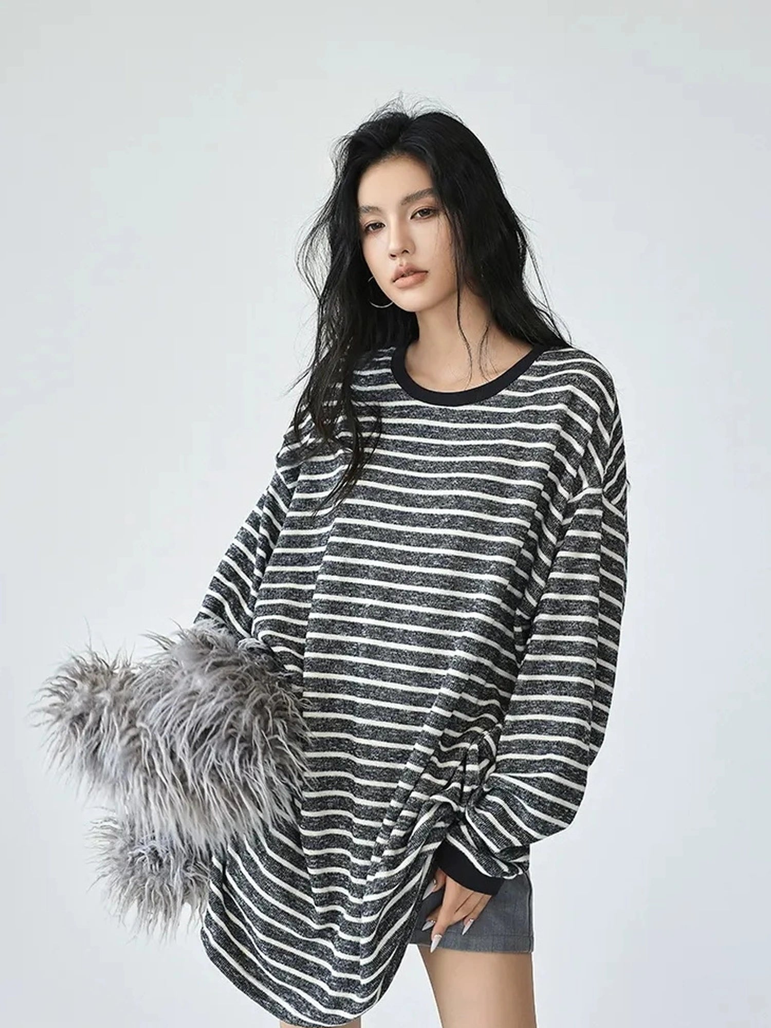 FU FRESH UP Oversized Stripe T-shirt Dress