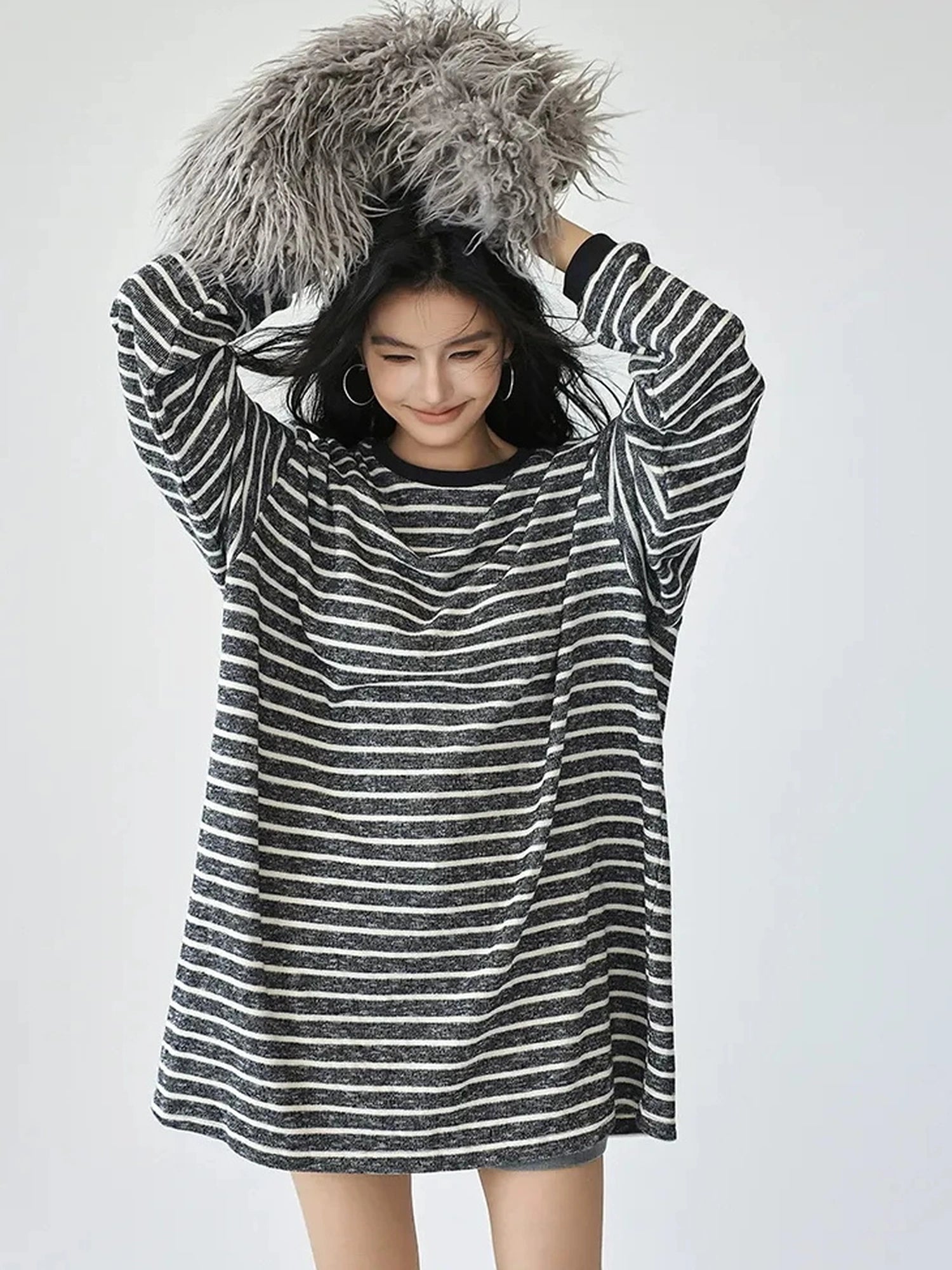 FU FRESH UP Oversized Stripe T-shirt Dress