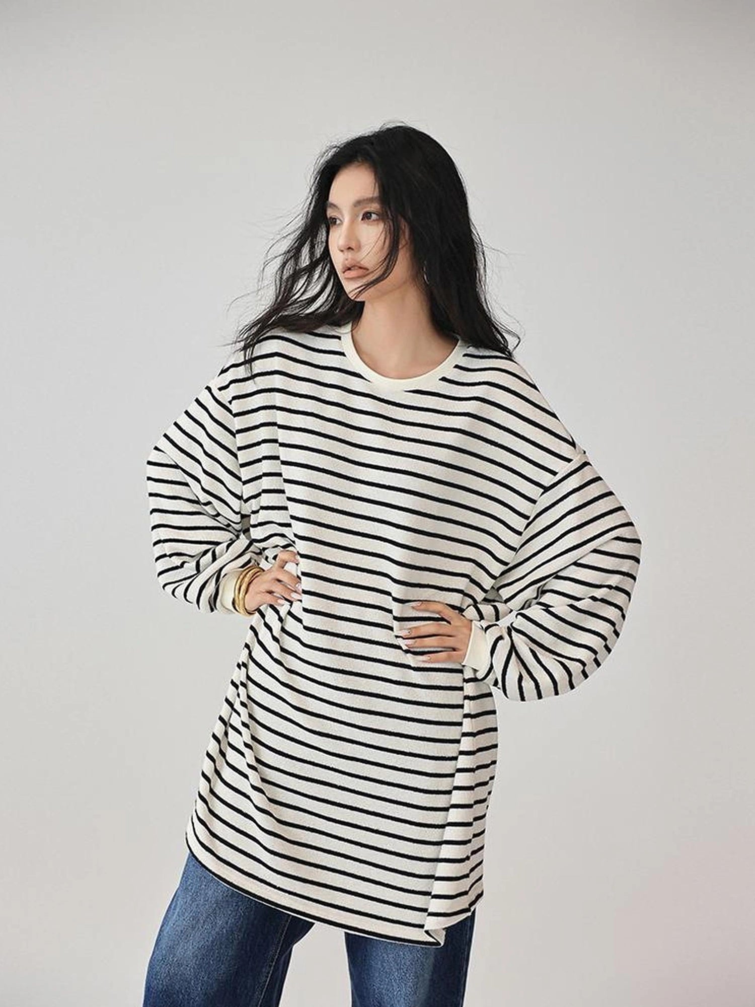 FU FRESH UP Oversized Stripe T-shirt Dress