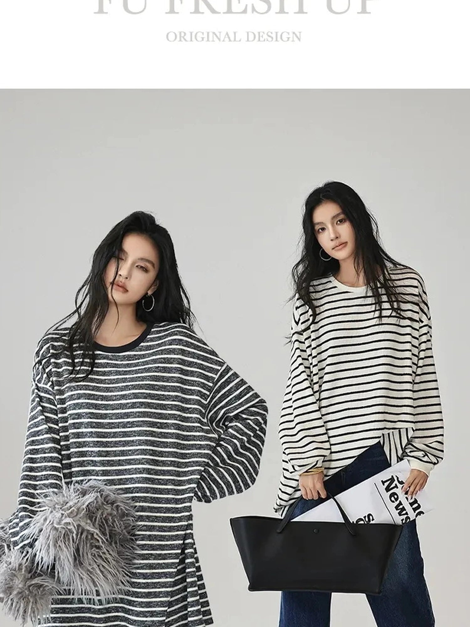 FU FRESH UP Oversized Stripe T-shirt Dress