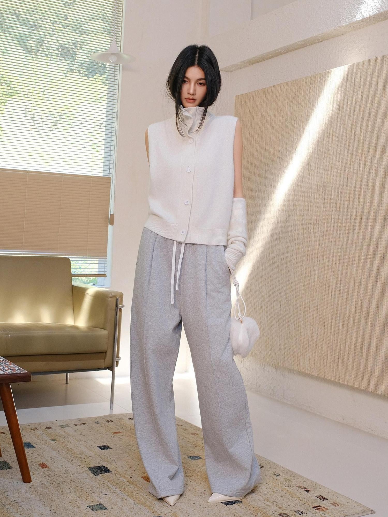 FU FRESH UP Pleated Asymmetric Drawstring Pocket Women&