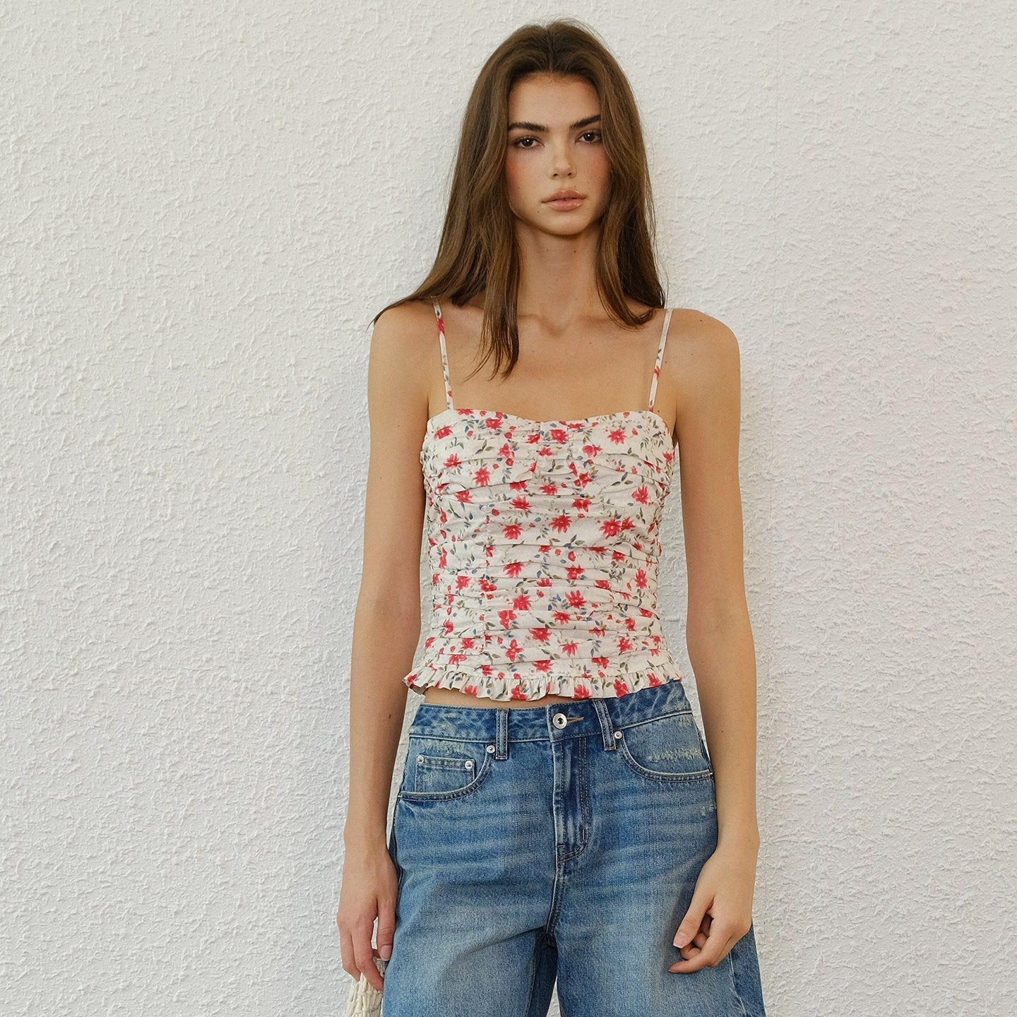 FU_FRESH_UP_Pleated_Floral_Ruffle_Hem_Women&