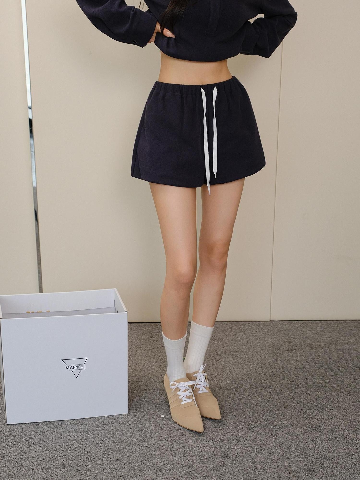 FU FRESH UP Polo Collar Drawstring Gathered Waist Women&
