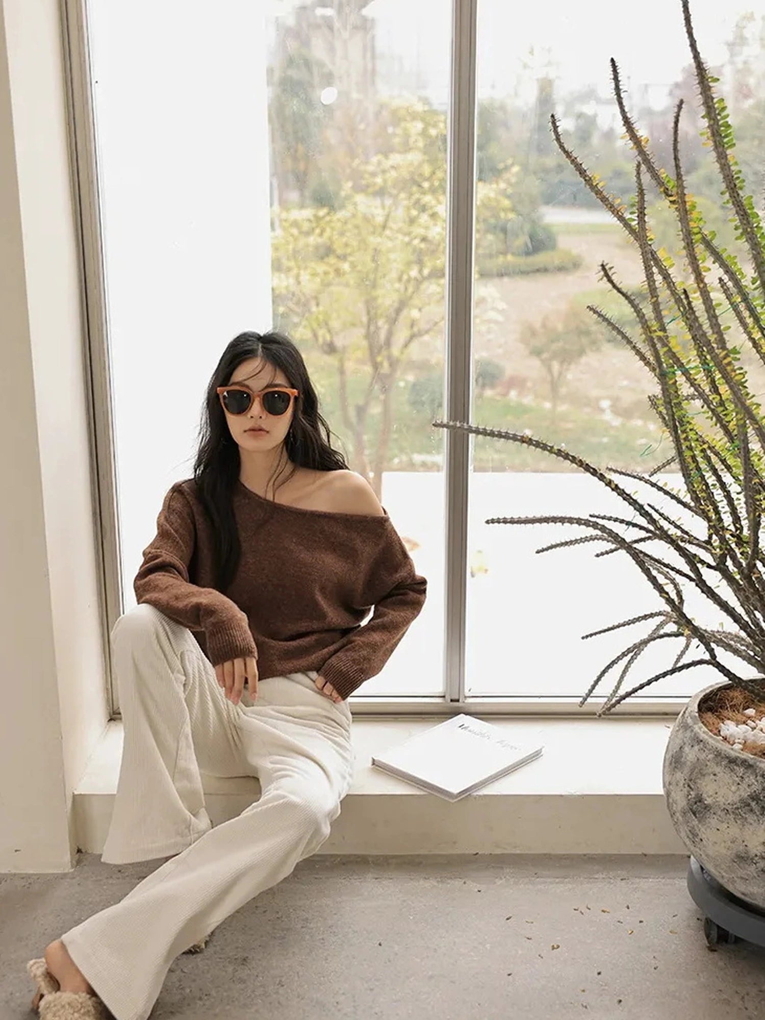 FU FRESH UP Premium Corduroy Slim Fit High Waisted Wide Leg Pants