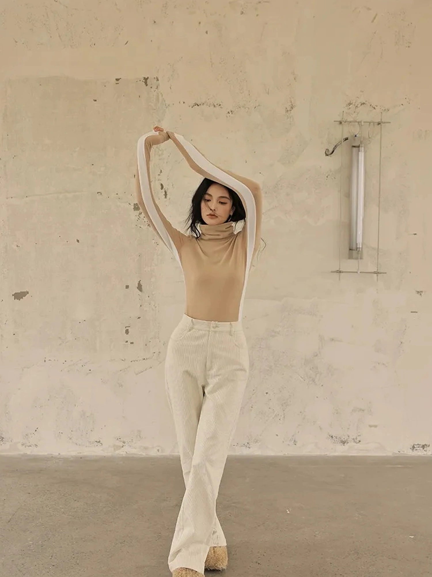 FU FRESH UP Premium Corduroy Slim Fit High Waisted Wide Leg Pants
