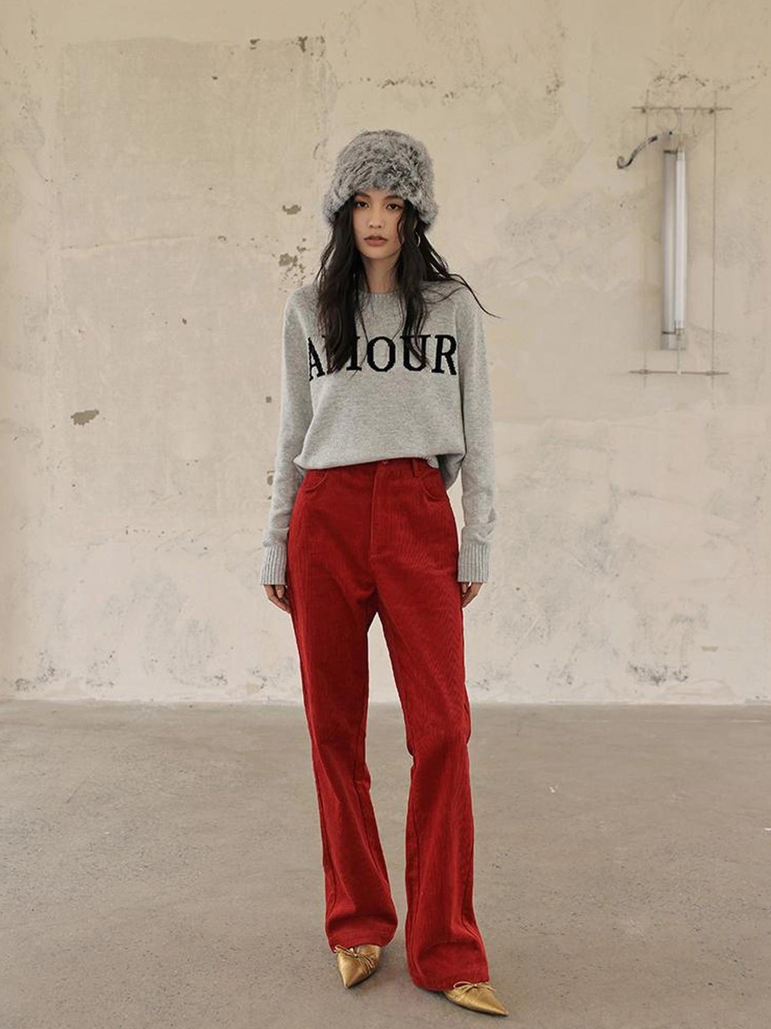 FU FRESH UP Premium Corduroy Slim Fit High Waisted Wide Leg Pants