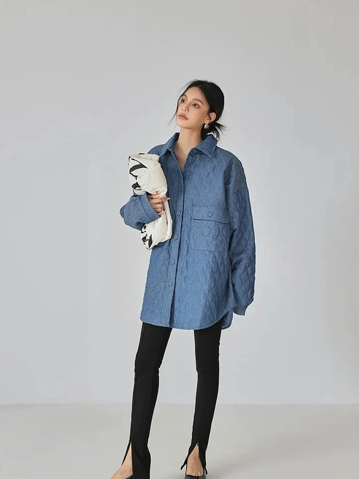 FU FRESH UP Quilted Denim Shirt Jacket