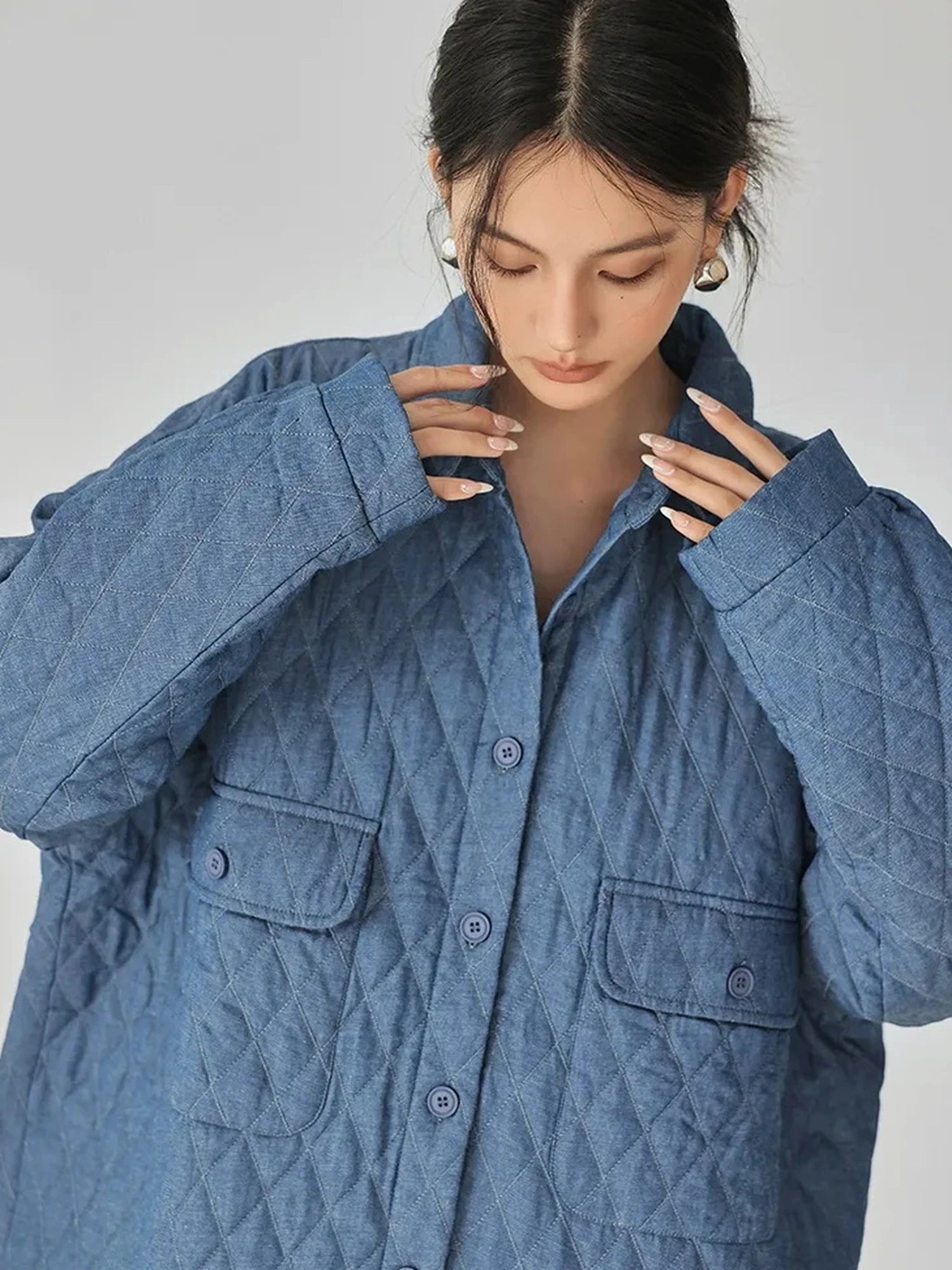 FU FRESH UP Quilted Denim Shirt Jacket