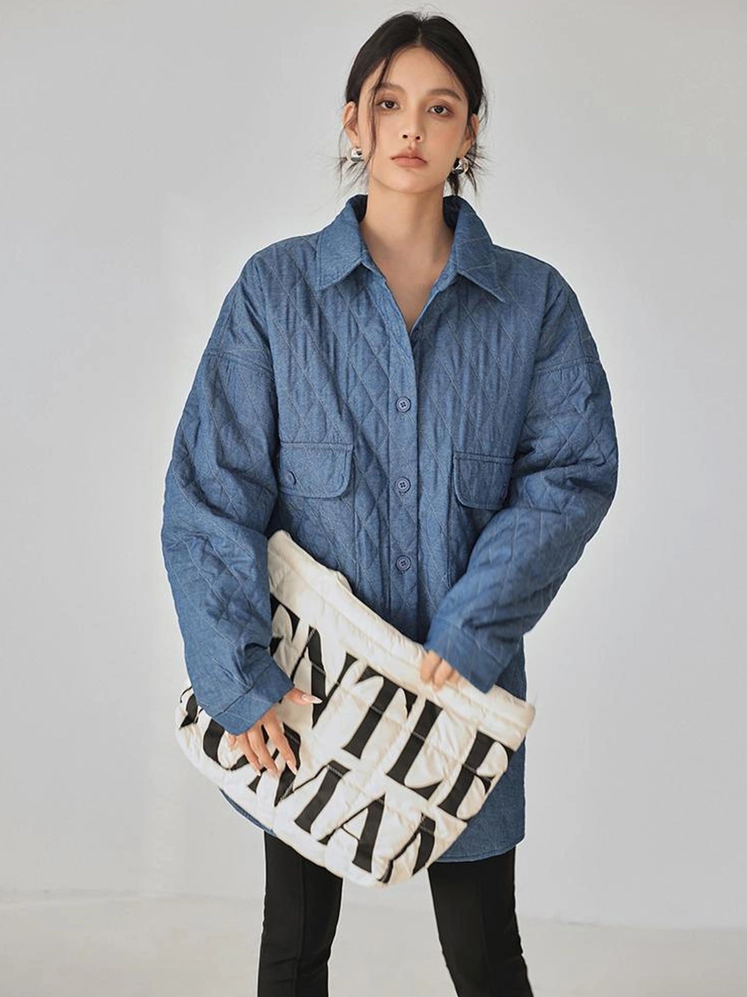 FU FRESH UP Quilted Denim Shirt Jacket