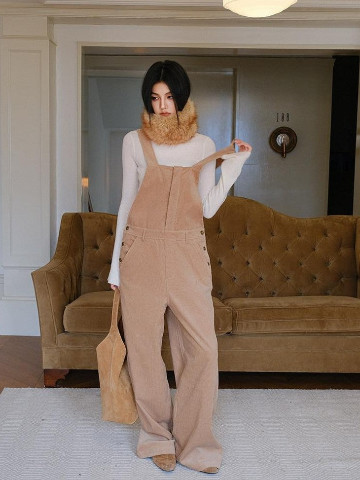 FU FRESH UP Relaxed Corduroy Cargo Adjustable Straps Women&