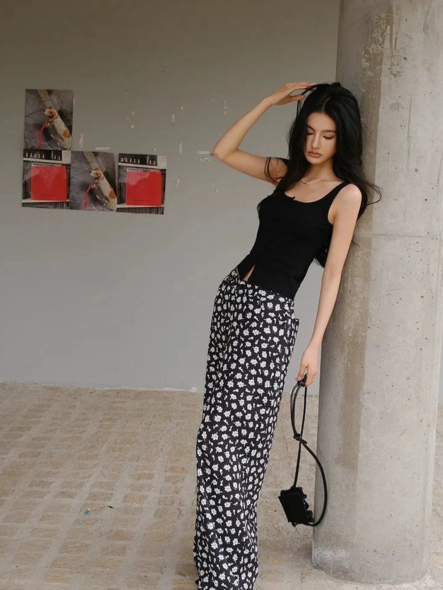 FU FRESH UP Relaxed Linen Lyocell Wide Leg Printed Pants