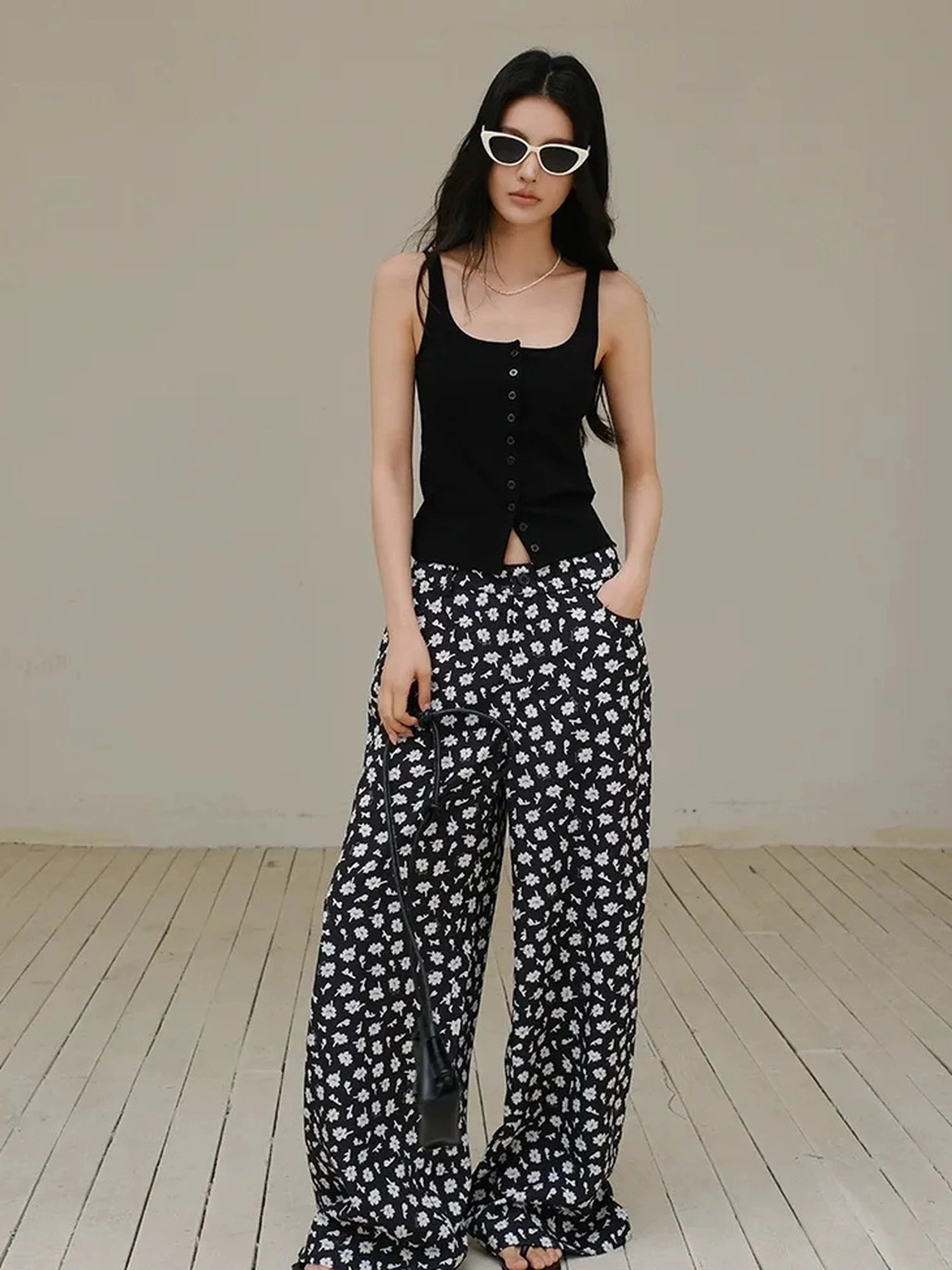 FU FRESH UP Relaxed Linen Lyocell Wide Leg Printed Pants