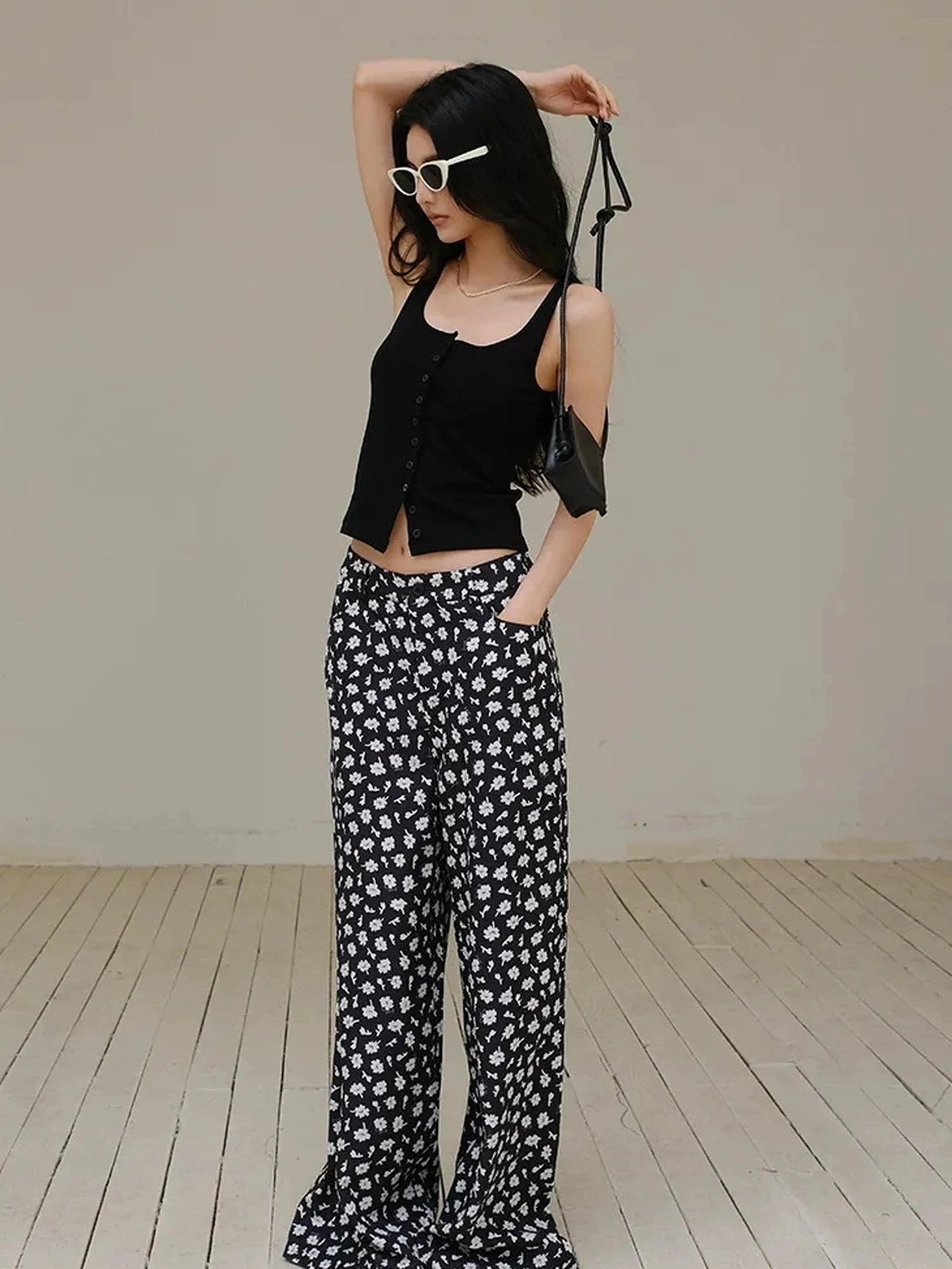 FU FRESH UP Relaxed Linen Lyocell Wide Leg Printed Pants