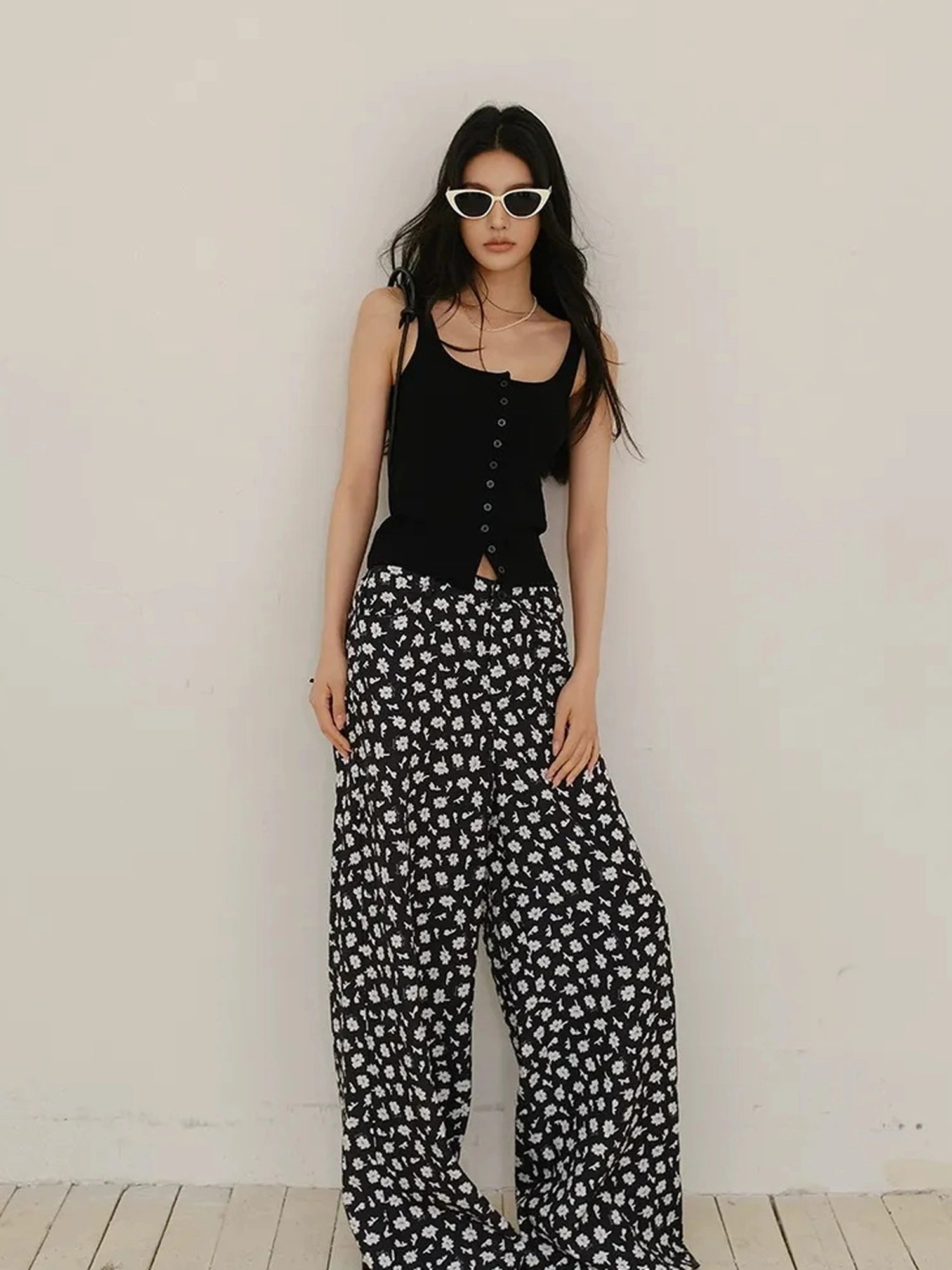 FU FRESH UP Relaxed Linen Lyocell Wide Leg Printed Pants
