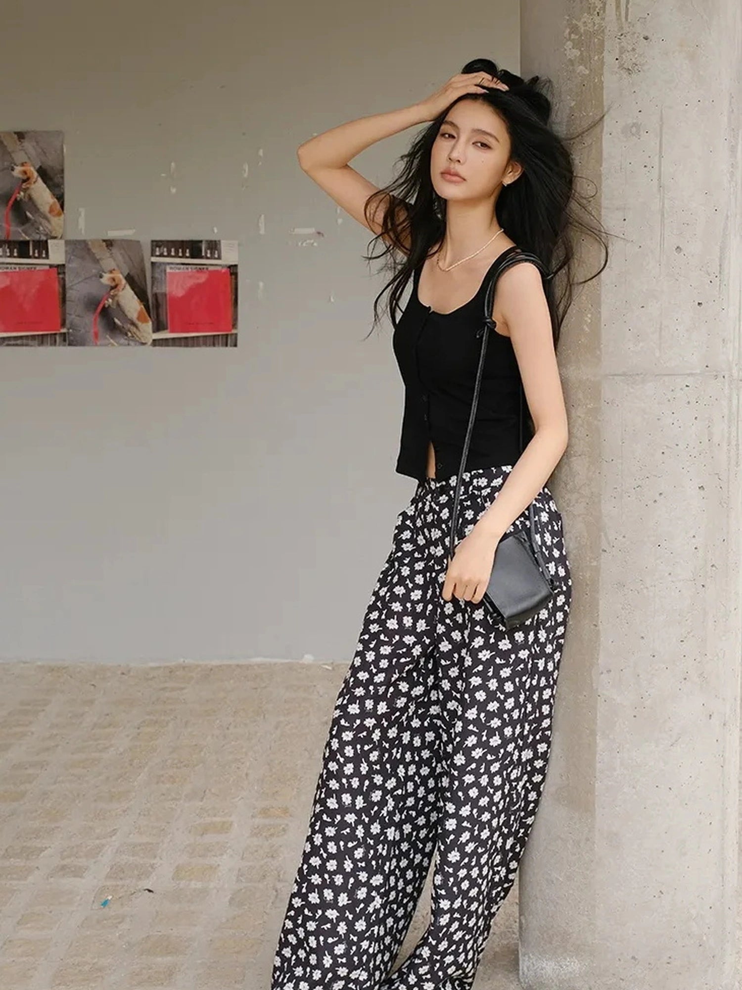 FU FRESH UP Relaxed Linen Lyocell Wide Leg Printed Pants