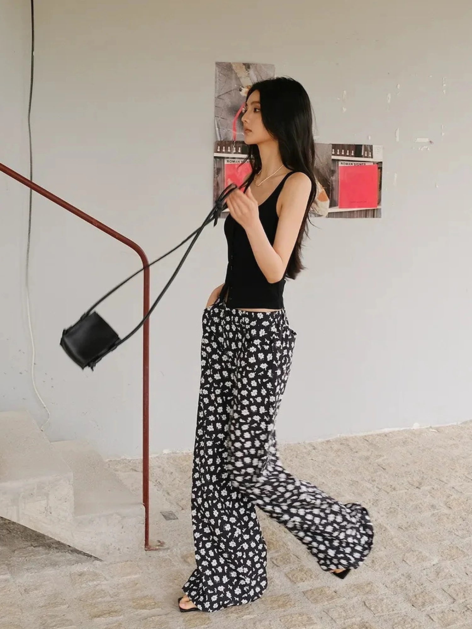 FU FRESH UP Relaxed Linen Lyocell Wide Leg Printed Pants