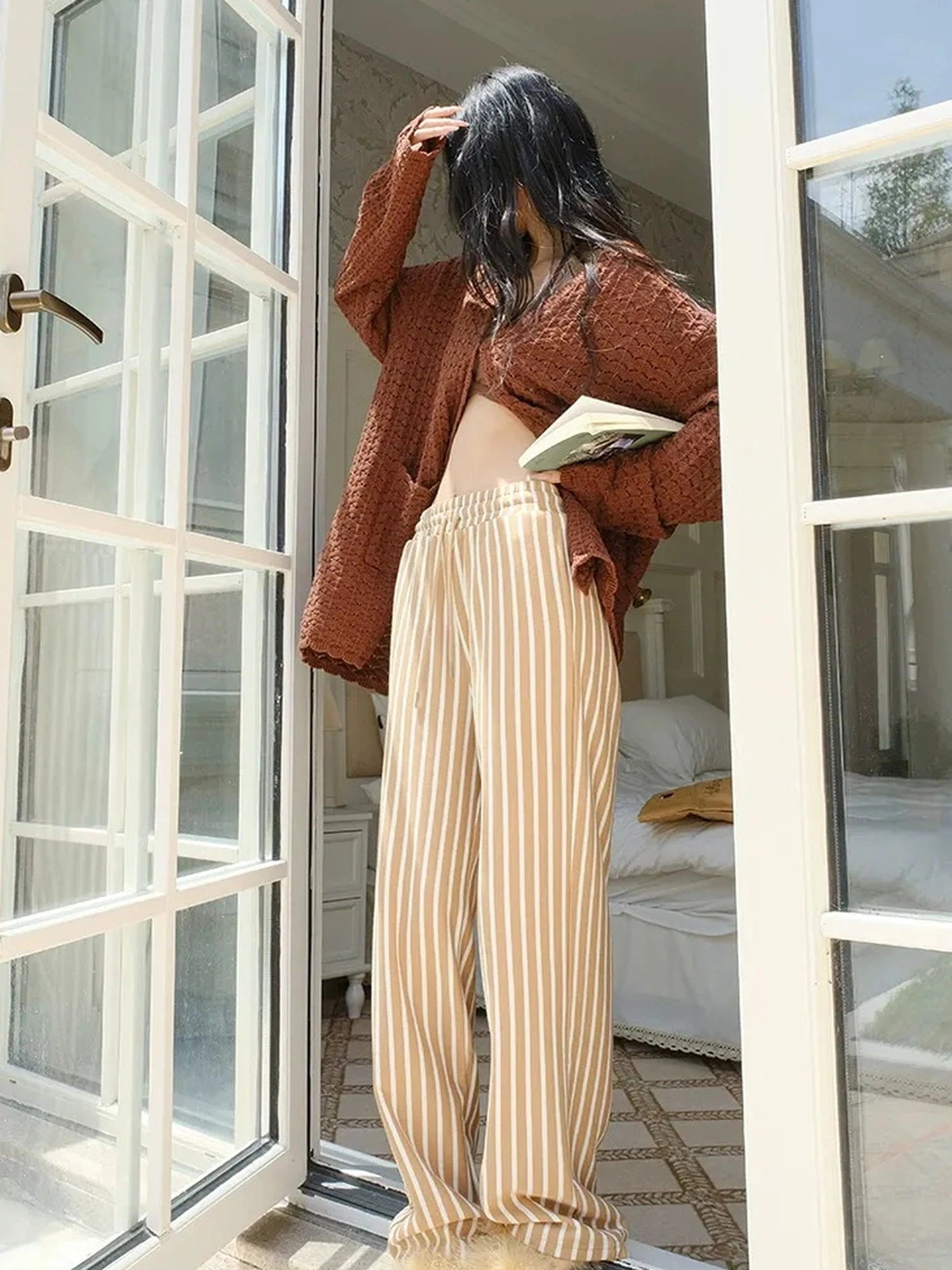 FU FRESH UP Relaxed Striped Drawstring Sweatpants