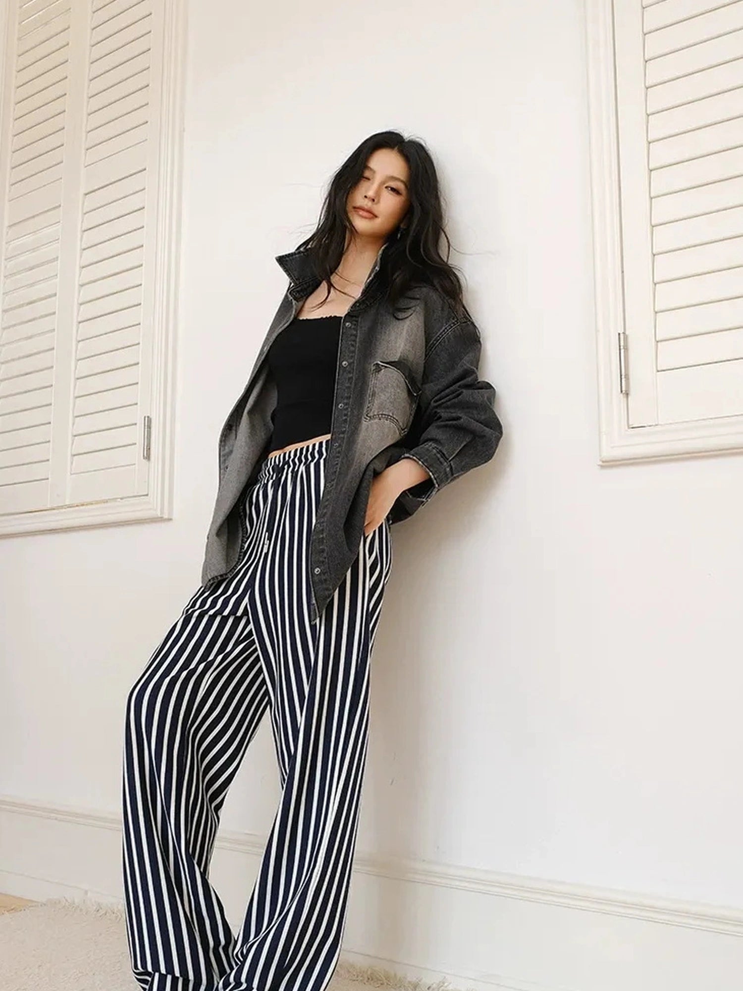 FU FRESH UP Relaxed Striped Drawstring Sweatpants