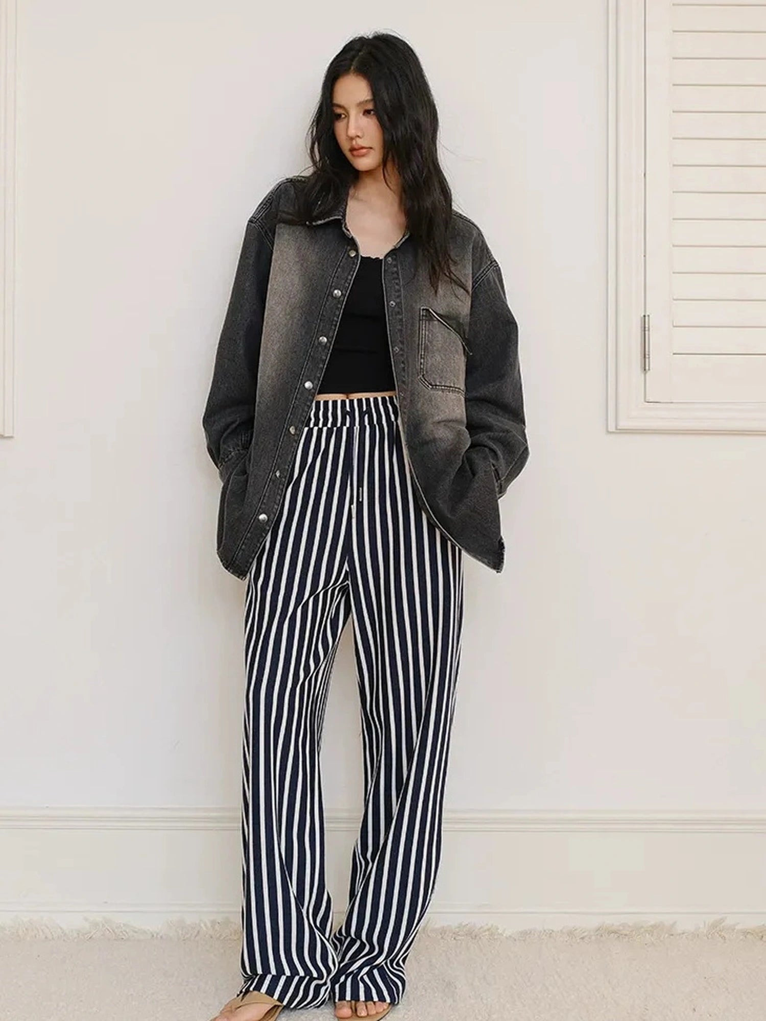 FU FRESH UP Relaxed Striped Drawstring Sweatpants