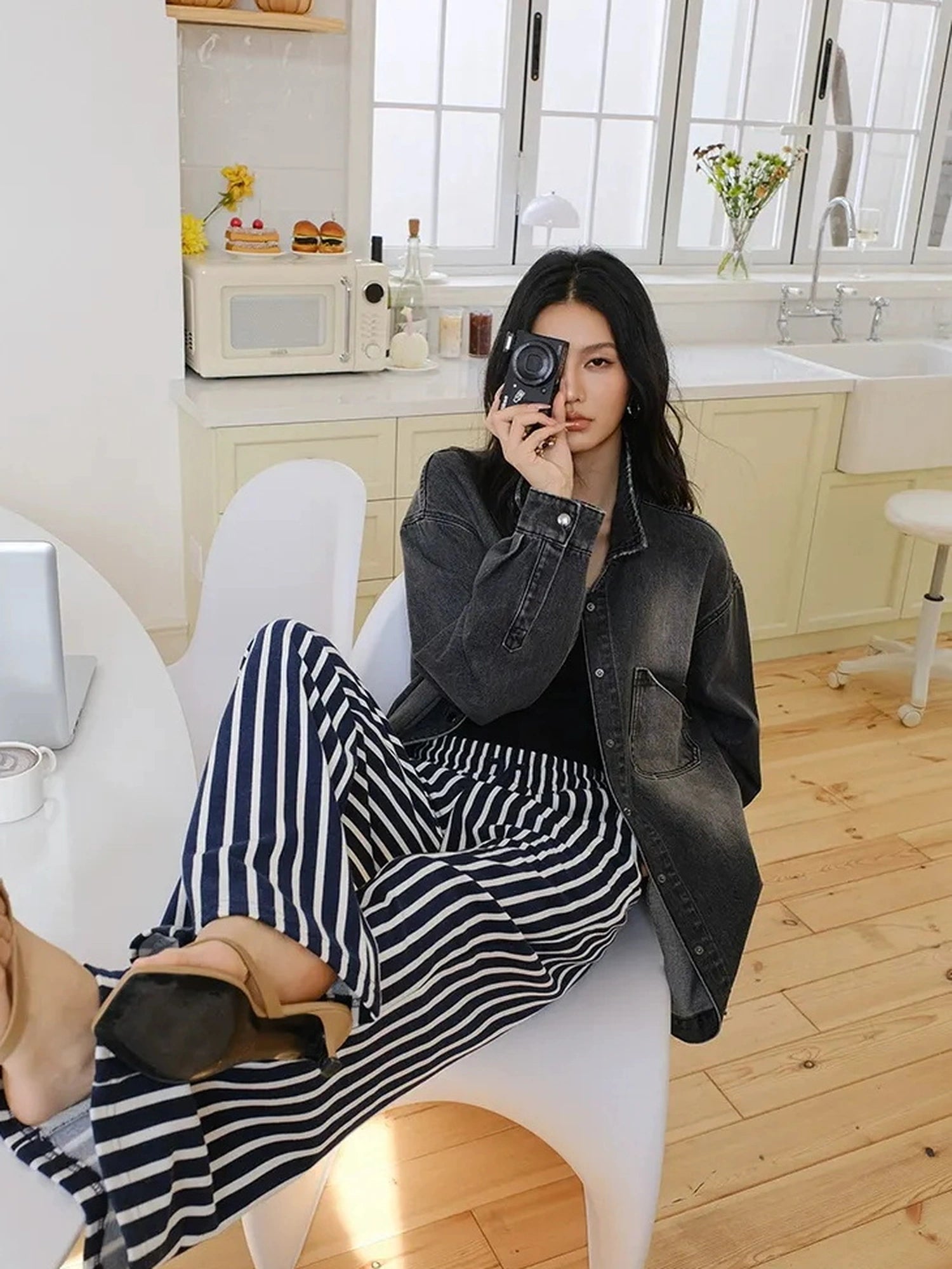 FU FRESH UP Relaxed Striped Drawstring Sweatpants
