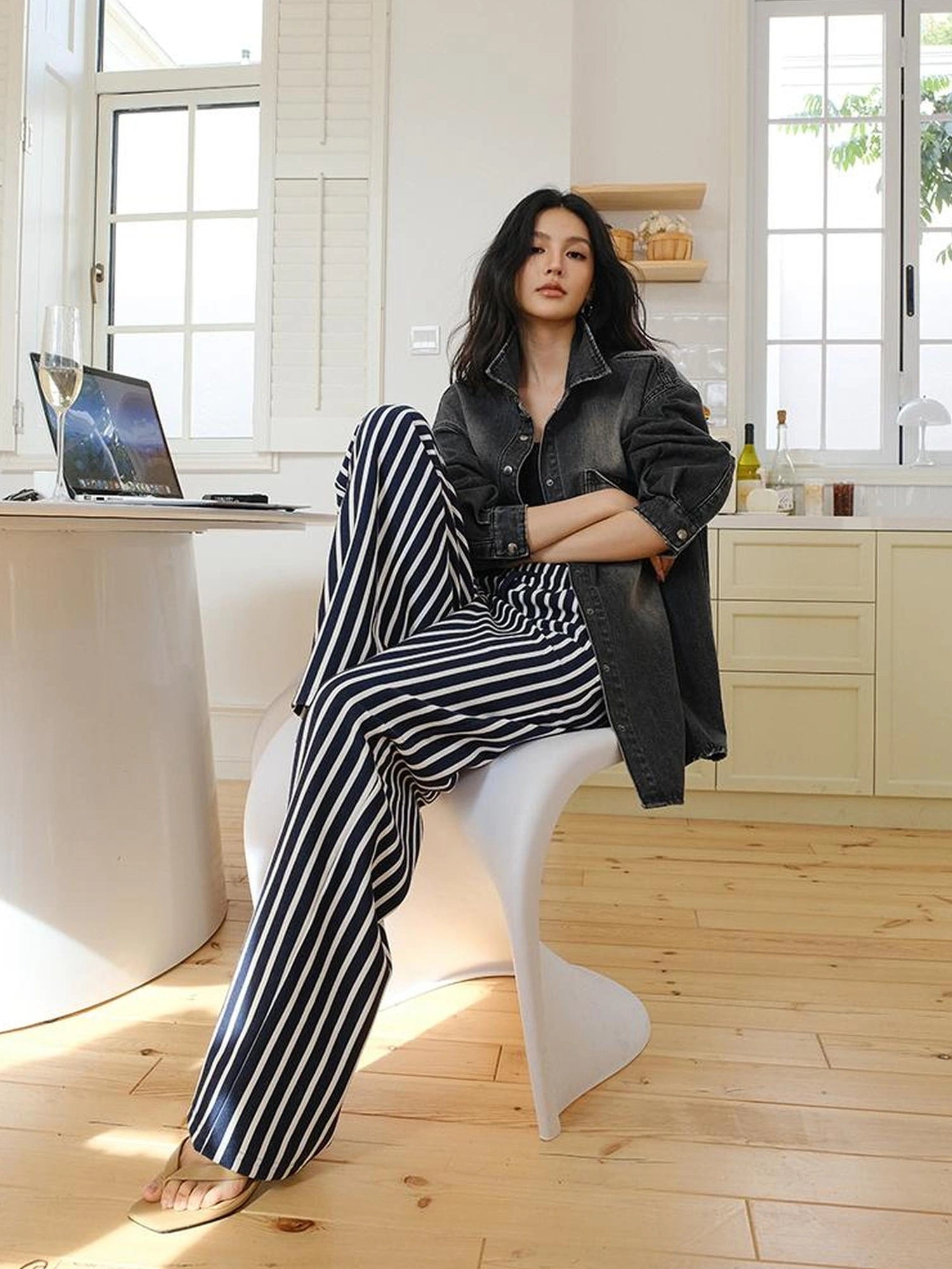 FU FRESH UP Relaxed Striped Drawstring Sweatpants