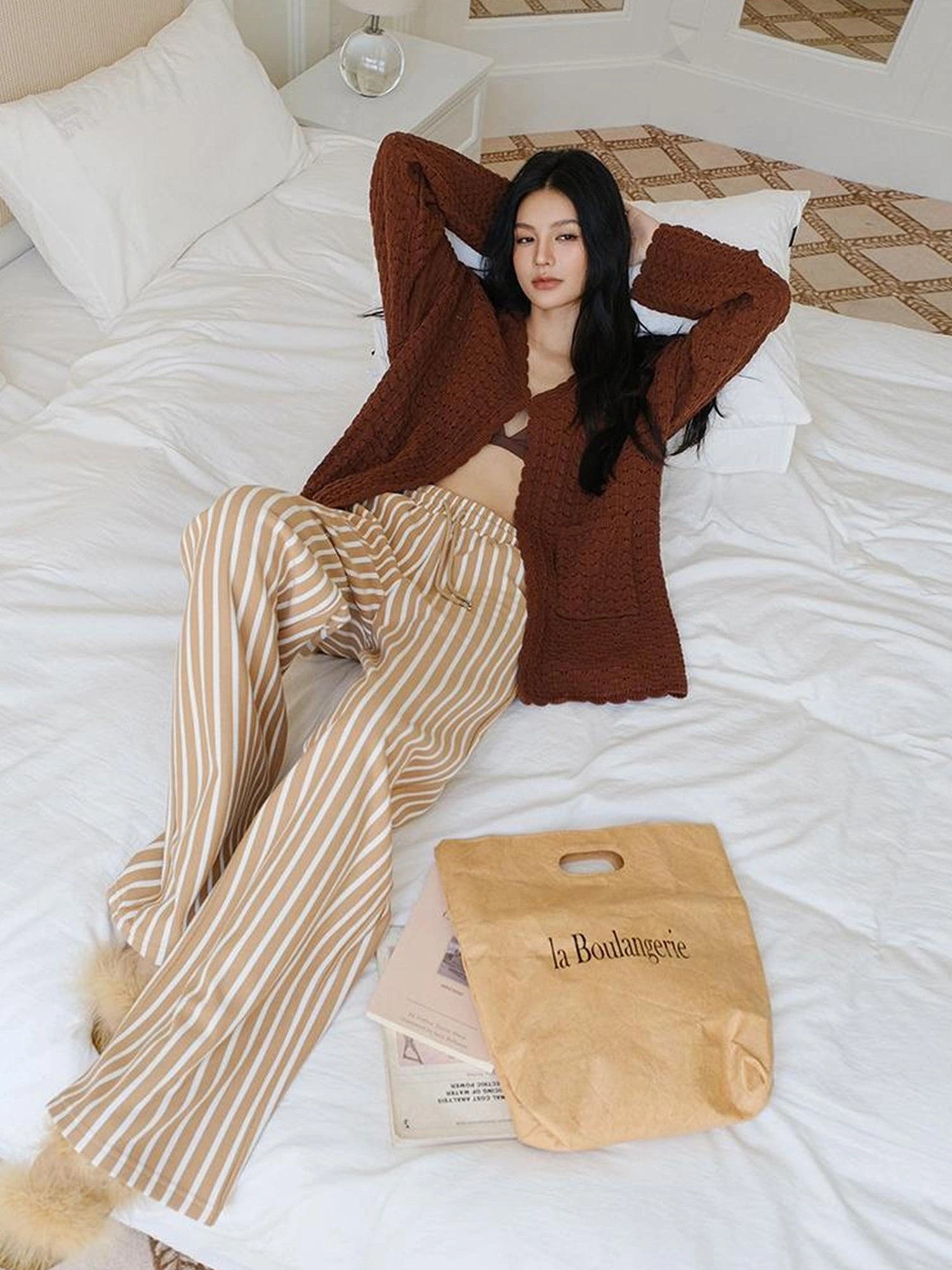 FU FRESH UP Relaxed Striped Drawstring Sweatpants