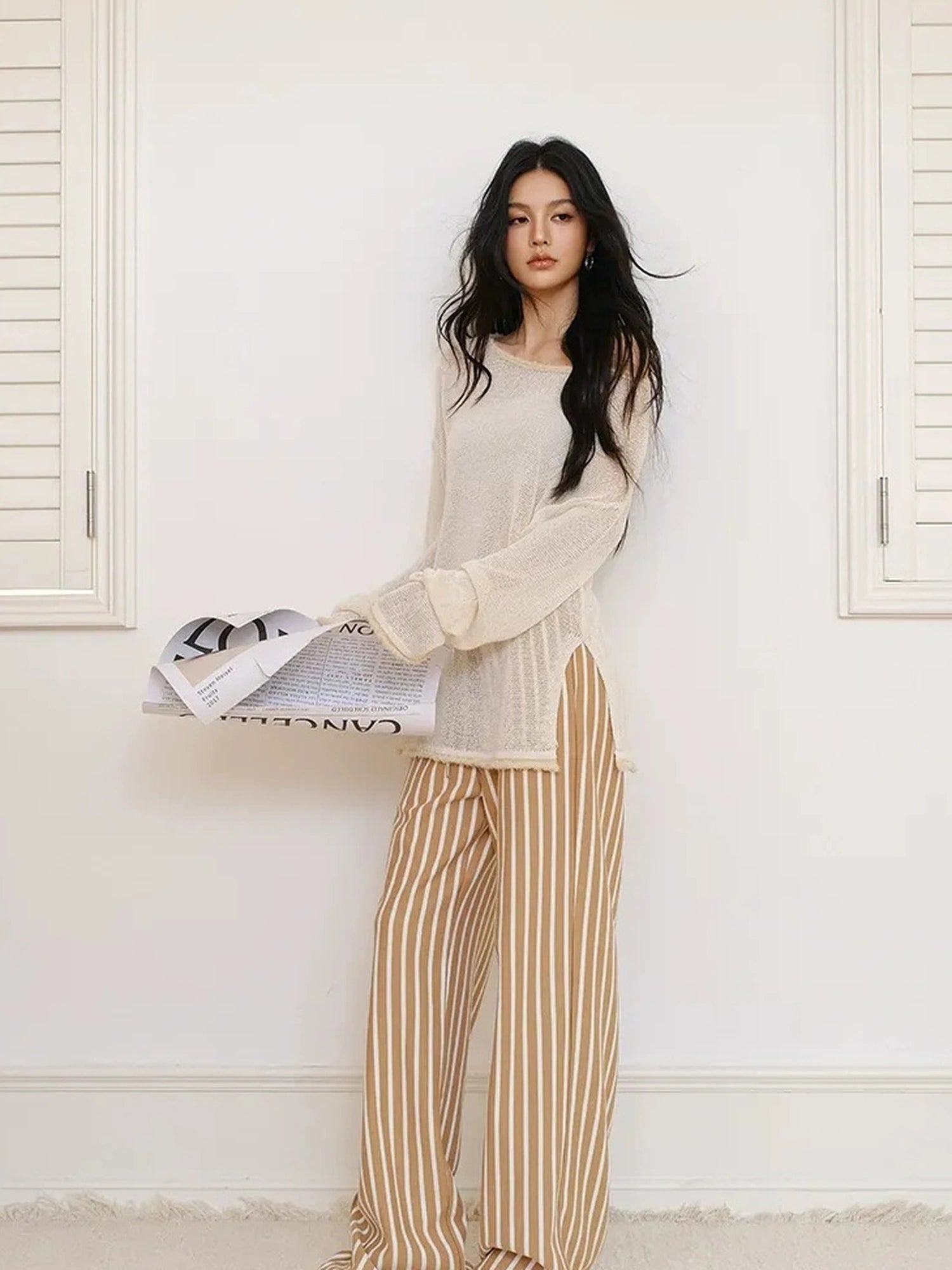 FU FRESH UP Relaxed Striped Drawstring Sweatpants