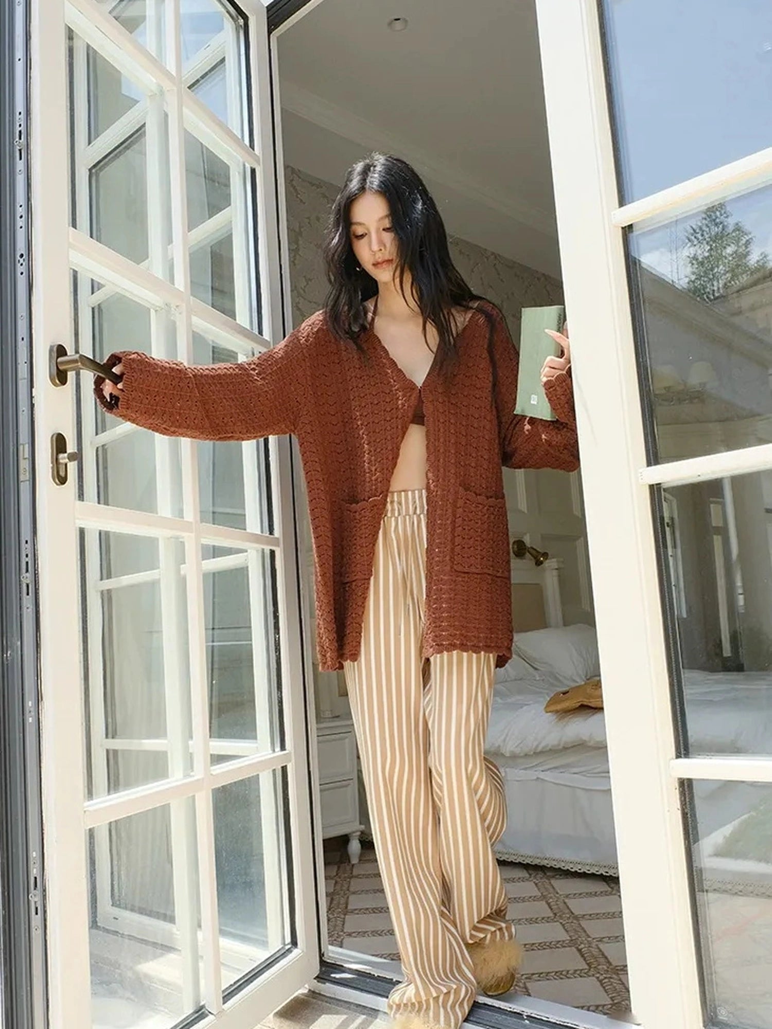 FU FRESH UP Relaxed Striped Drawstring Sweatpants