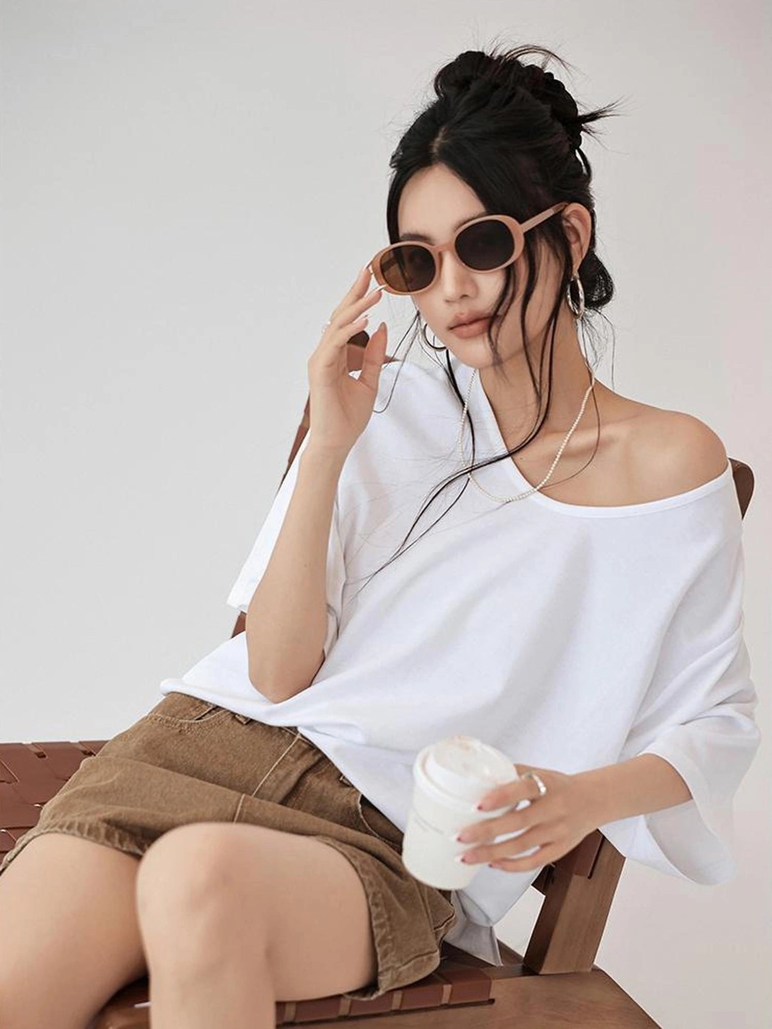FU FRESH UP Relaxed U Neck Multi Way Tee
