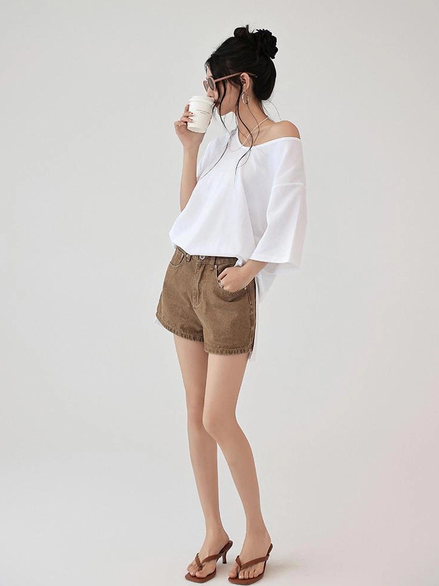 FU FRESH UP Relaxed U Neck Multi Way Tee