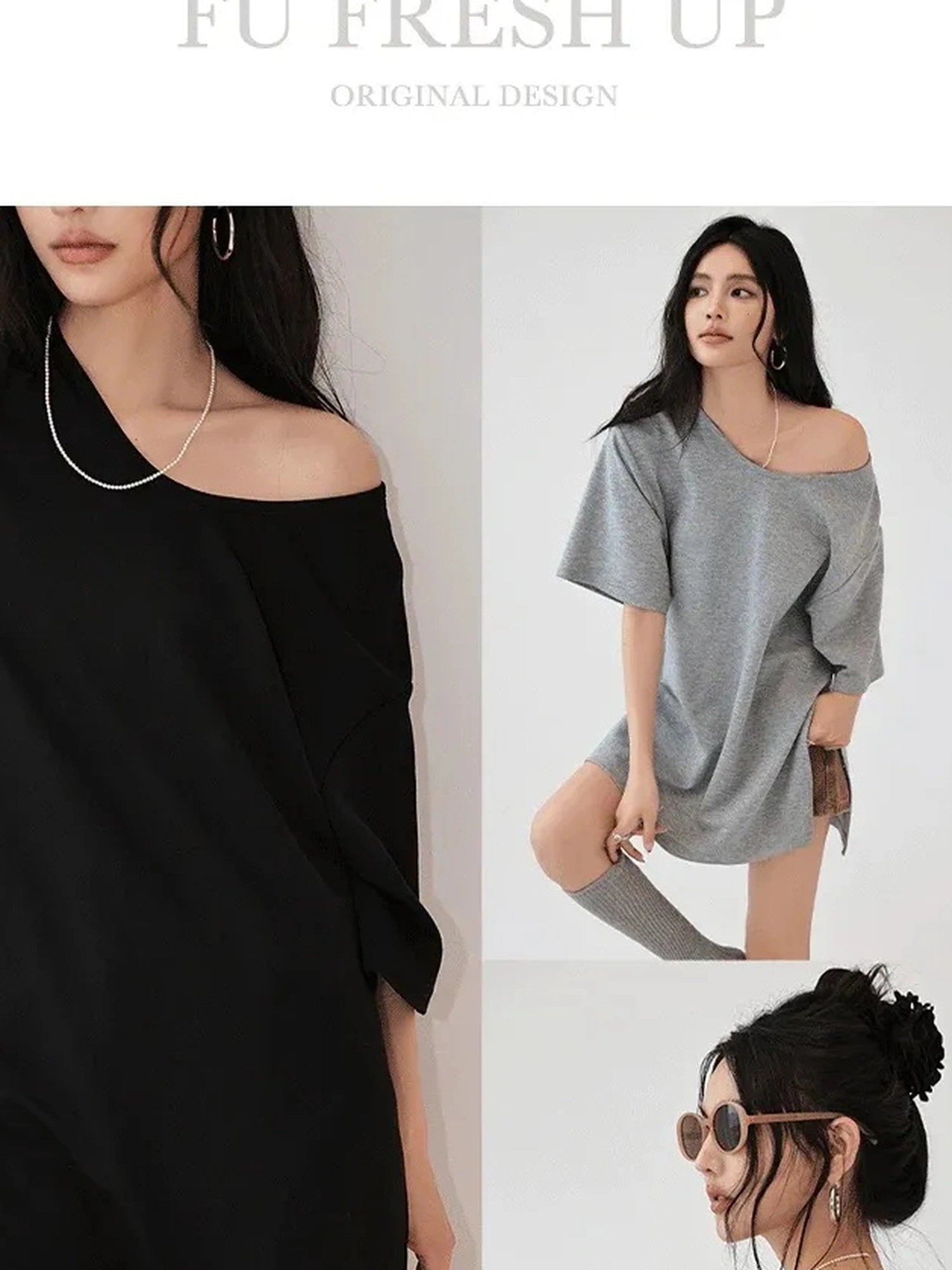 FU FRESH UP Relaxed U Neck Multi Way Tee