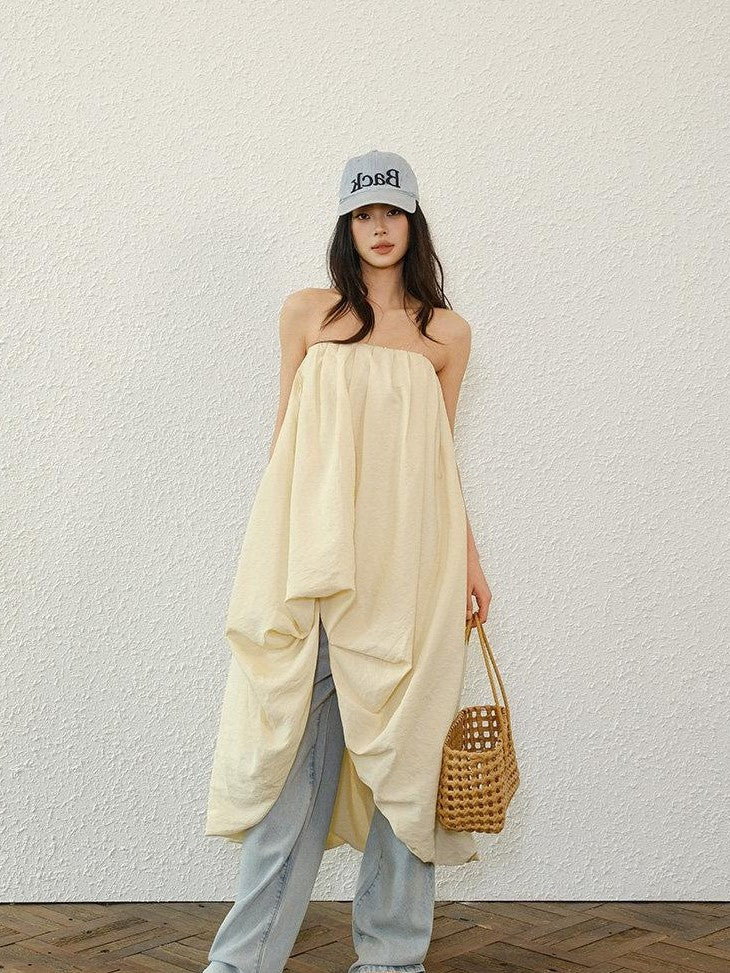 FU FRESH UP Resort Asymmetrical Pleated A Line Women&