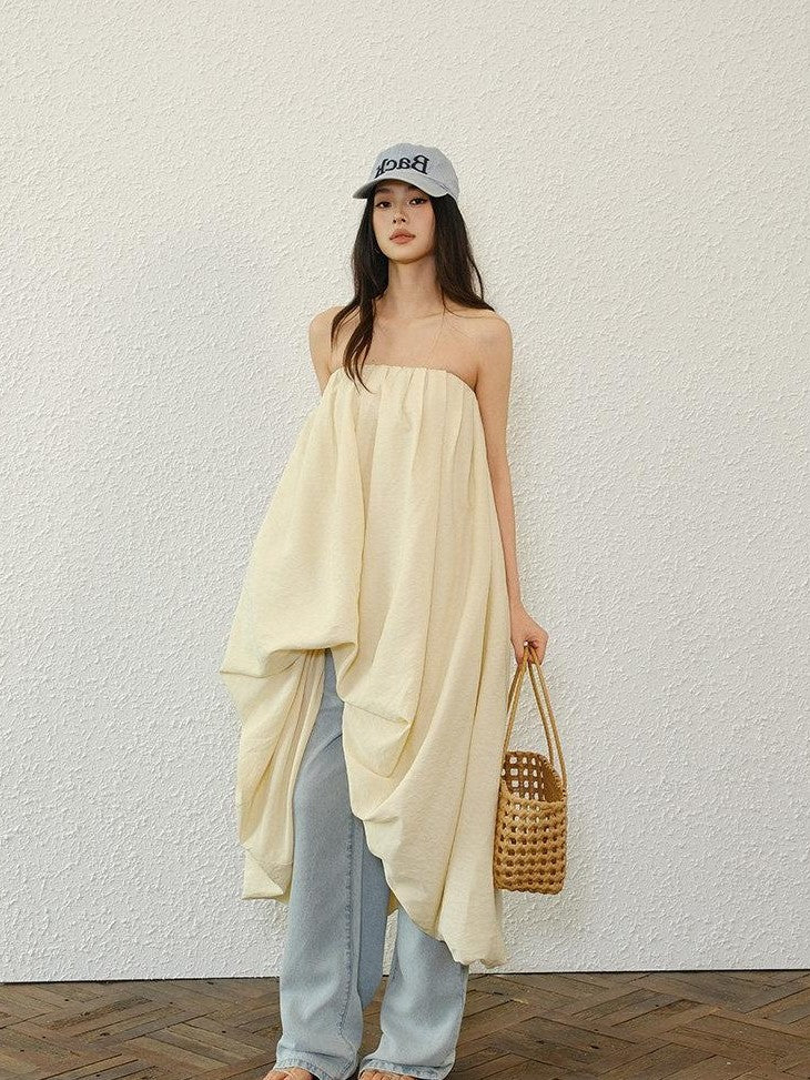 FU FRESH UP Resort Asymmetrical Pleated A Line Women&