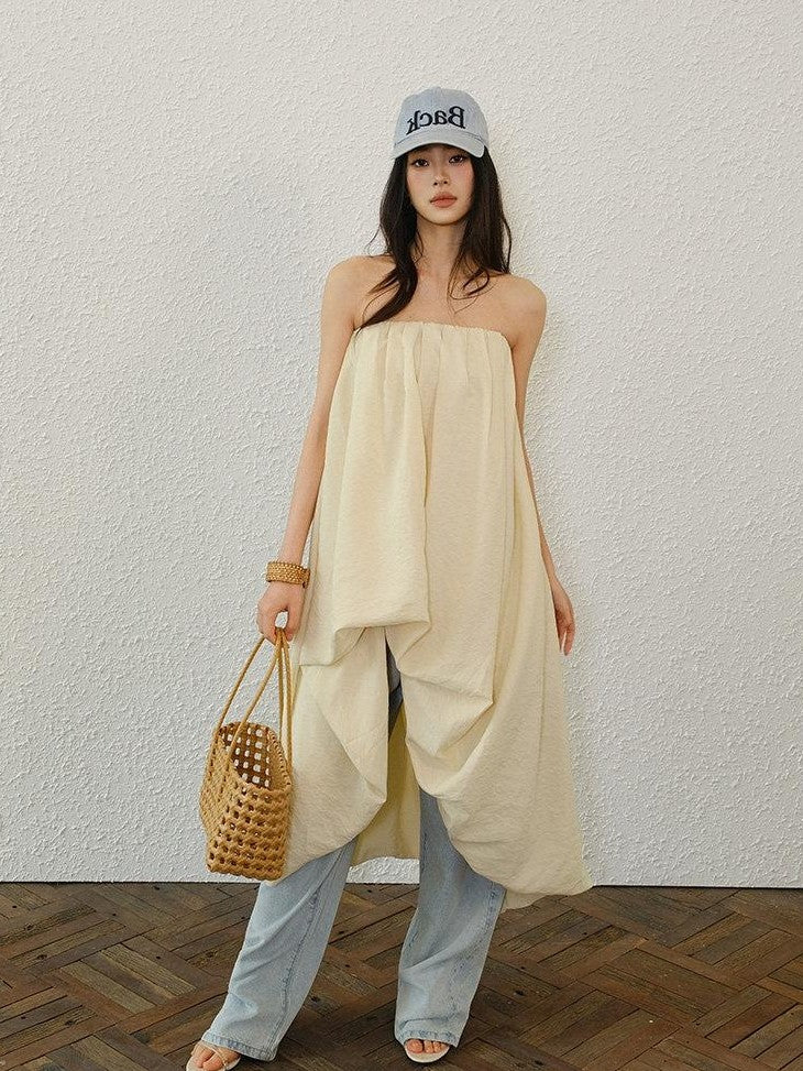 FU FRESH UP Resort Asymmetrical Pleated A Line Women&