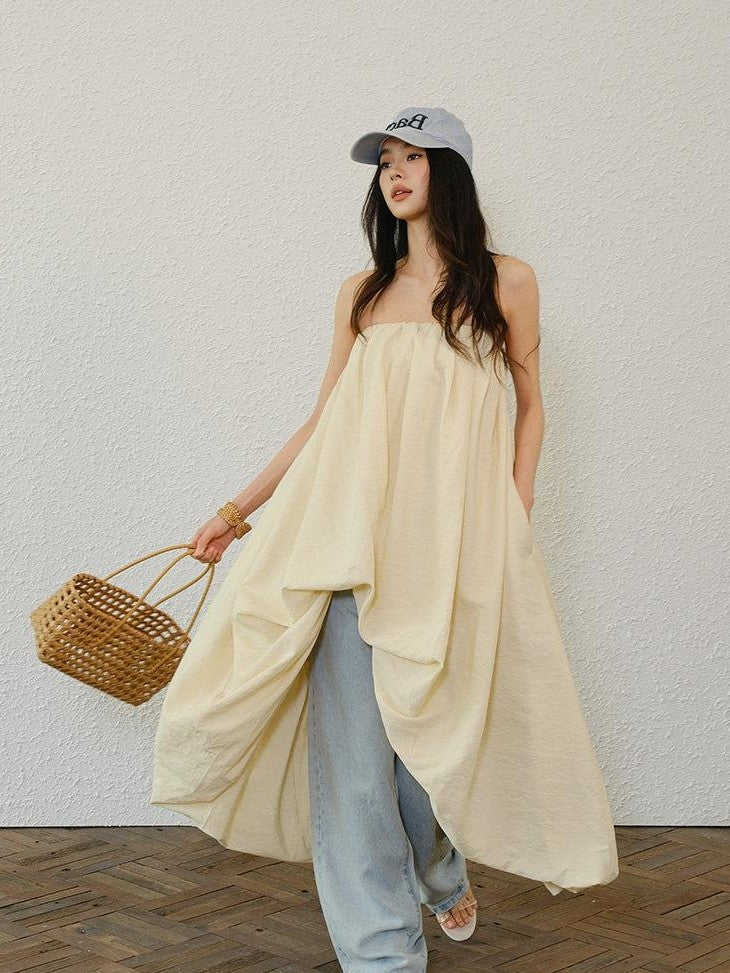 FU FRESH UP Resort Asymmetrical Pleated A Line Women&